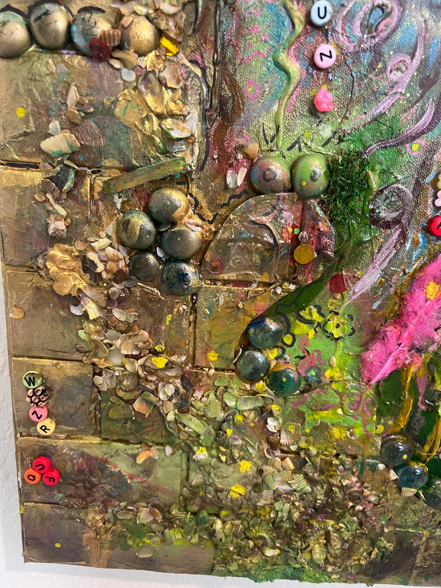 Large Textured Mixed Media Painting by Serg Graff – "Magic Fish" – COA Included