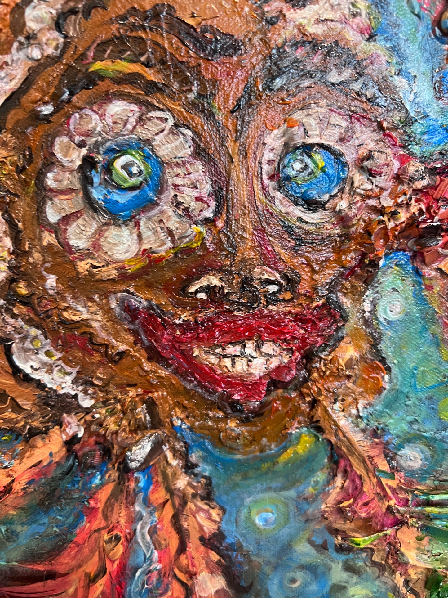 Large Textured Mixed Media Painting by Serg Graff – "Magic Fish" – COA Included