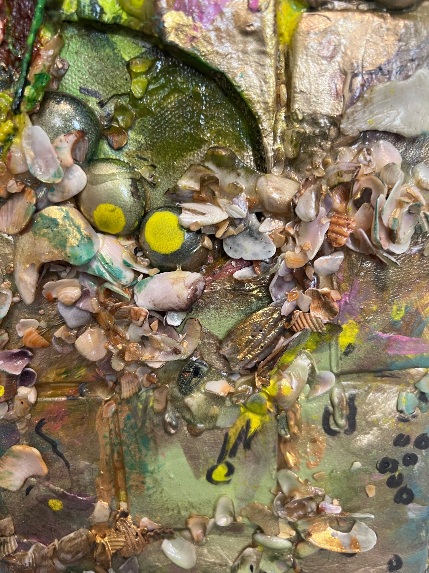 Large Textured Mixed Media Painting by Serg Graff – "Magic Fish" – COA Included