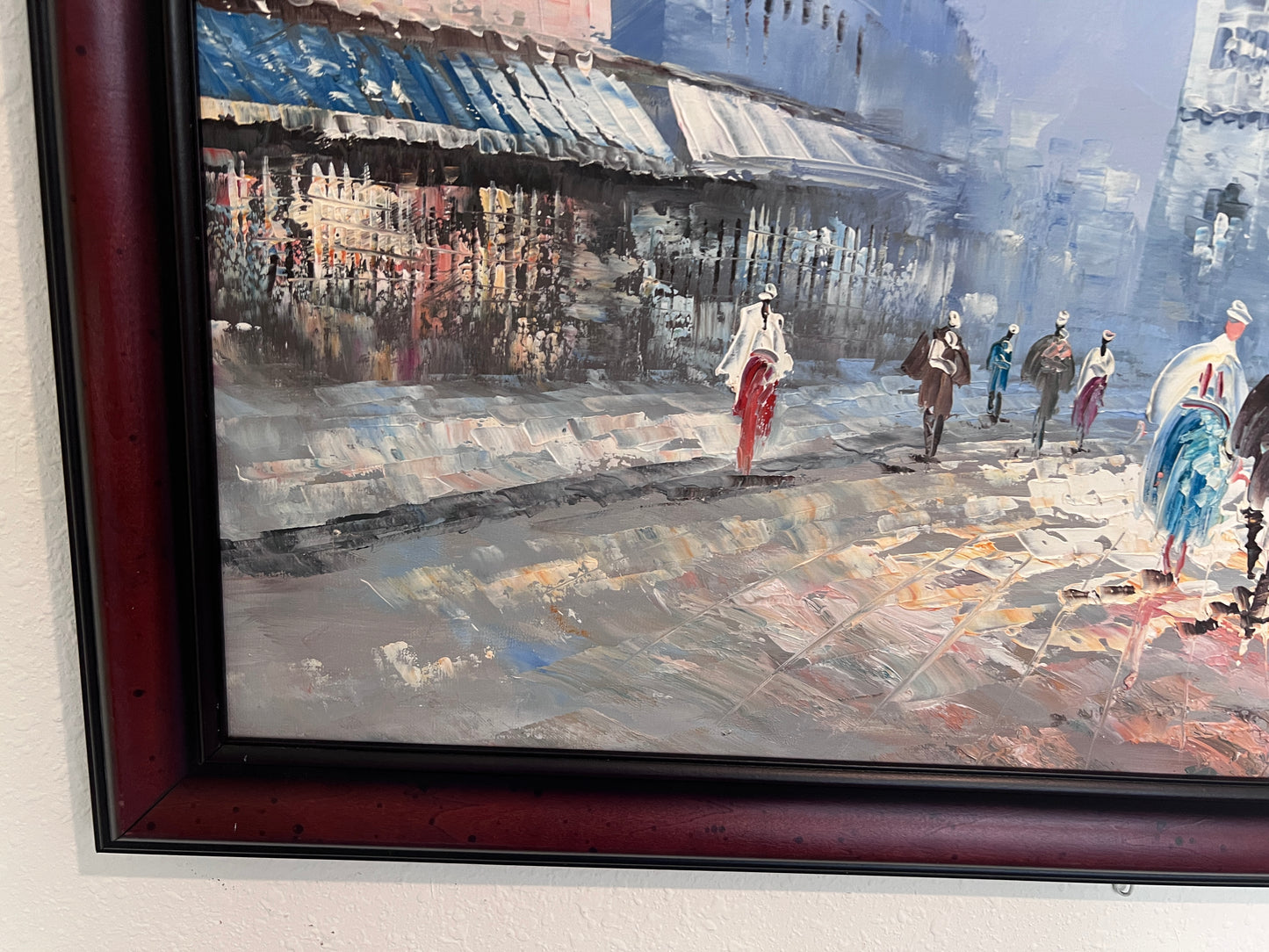 Caroline Burnett Large Paris Street Scene Oil Painting Triumphal Arch, Framed