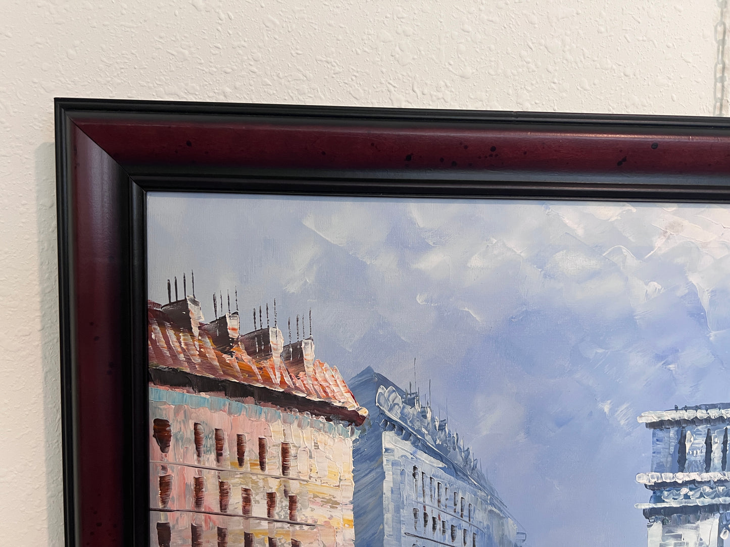Caroline Burnett Large Paris Street Scene Oil Painting Triumphal Arch, Framed