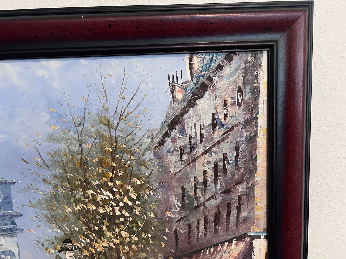 Caroline Burnett Large Paris Street Scene Oil Painting Triumphal Arch, Framed