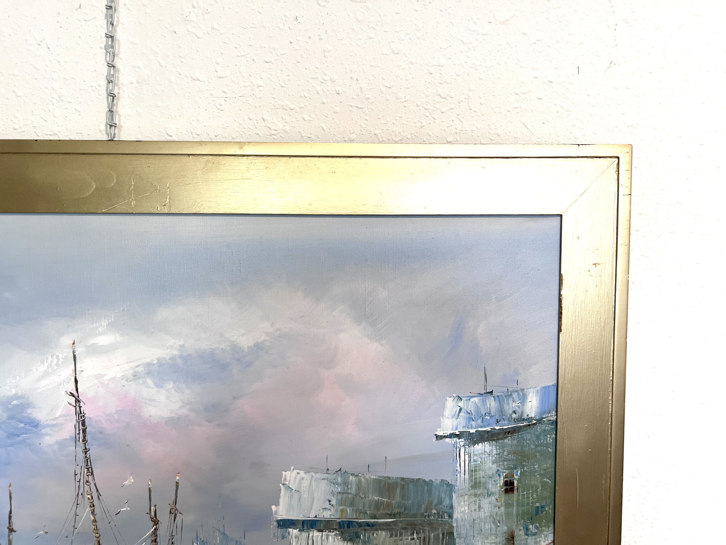 Original Oil Painting by K. Rasset | Seascape Harbor Scene | Vintage Maritime Ar