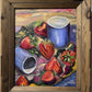 Original Still Life oil painting on canvas, Strawberries, Signed, Framed, Dated