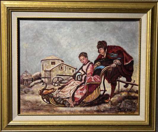 1982 Patsy D'Angelo, Vintage original Oil Painting on canvas, Genre scene framed