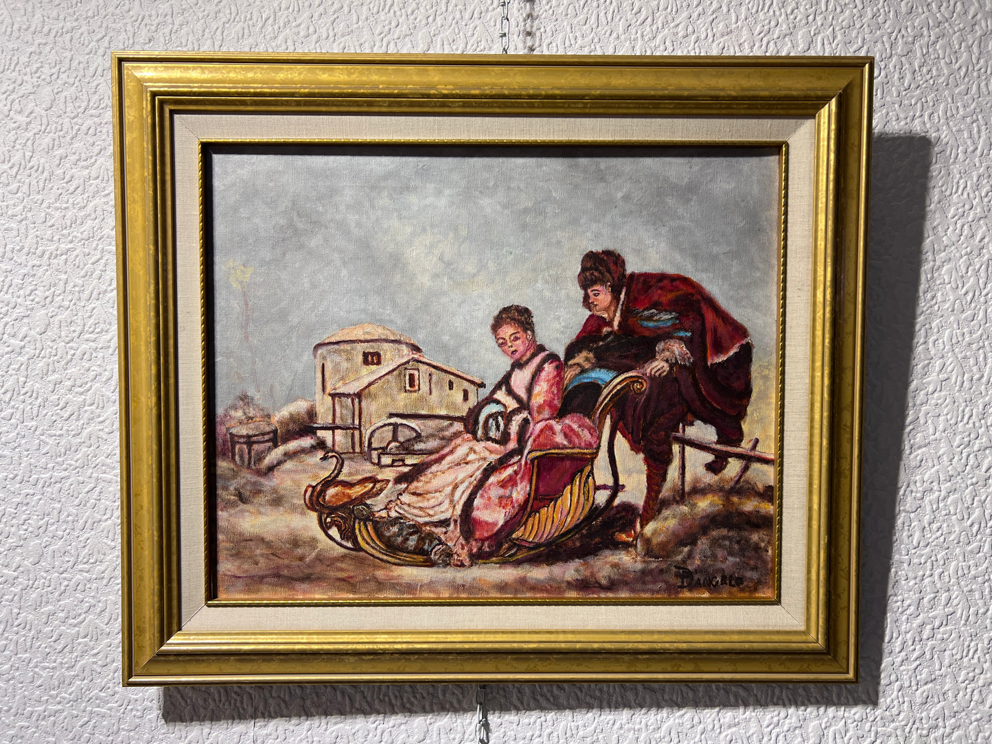 1982 Patsy D'Angelo, Vintage original Oil Painting on canvas, Genre scene framed