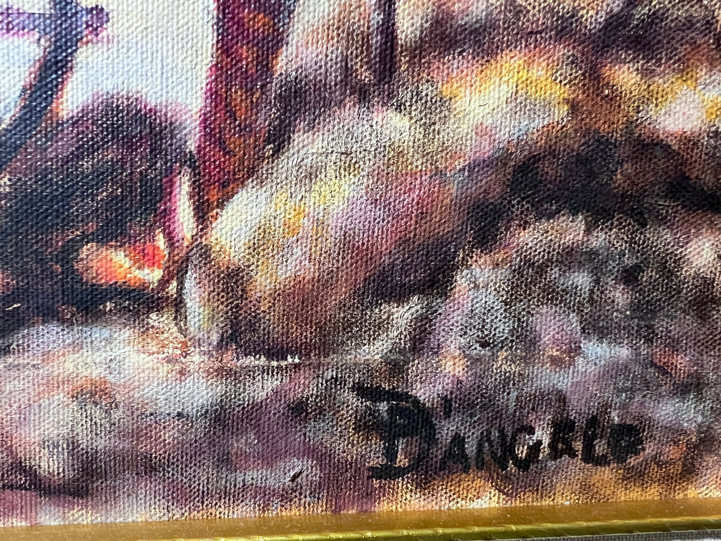 1982 Patsy D'Angelo, Vintage original Oil Painting on canvas, Genre scene framed