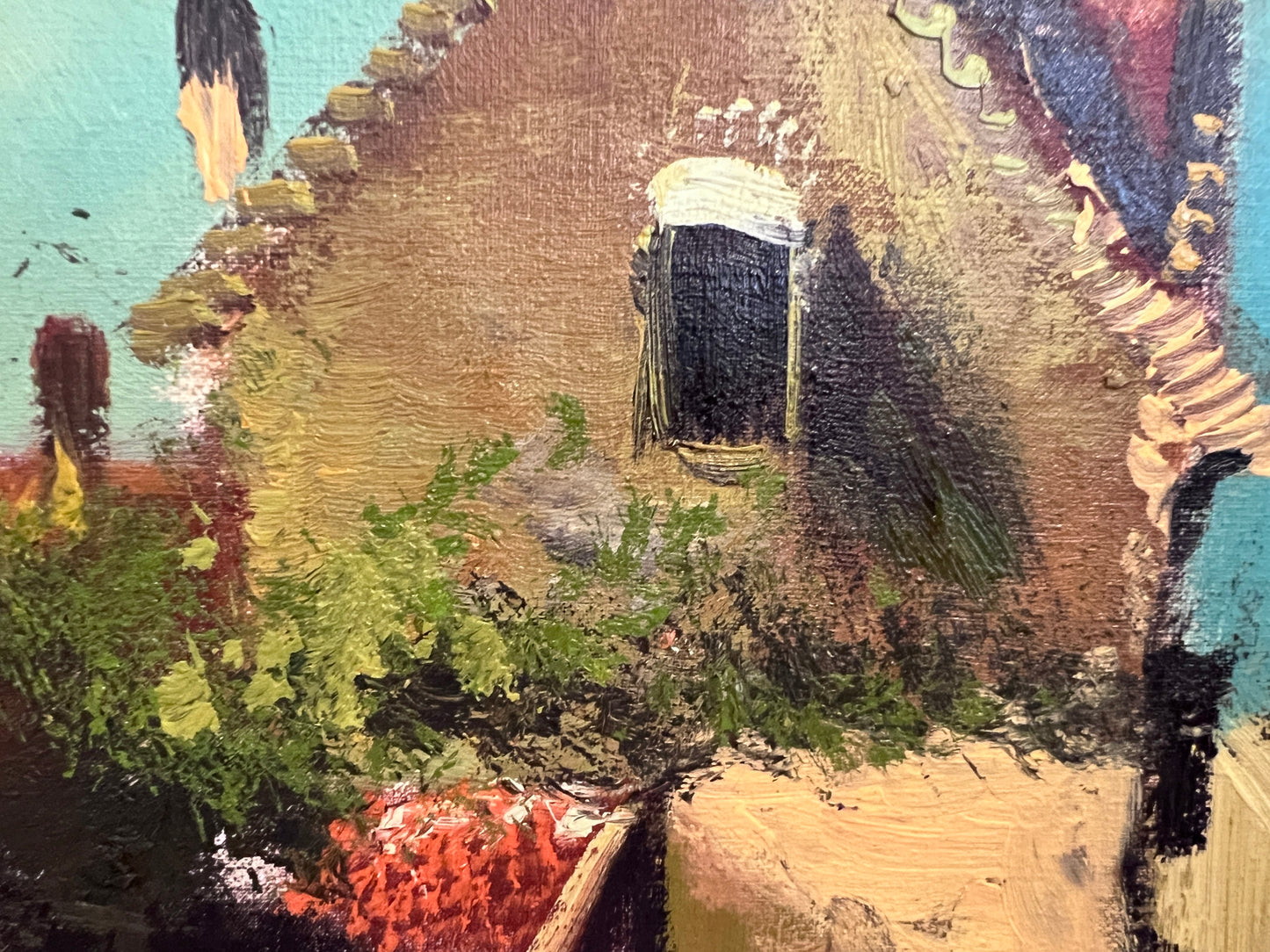 Dutch-Style Village Scene Original Oil Painting on Canvas, Signed | Framed Art