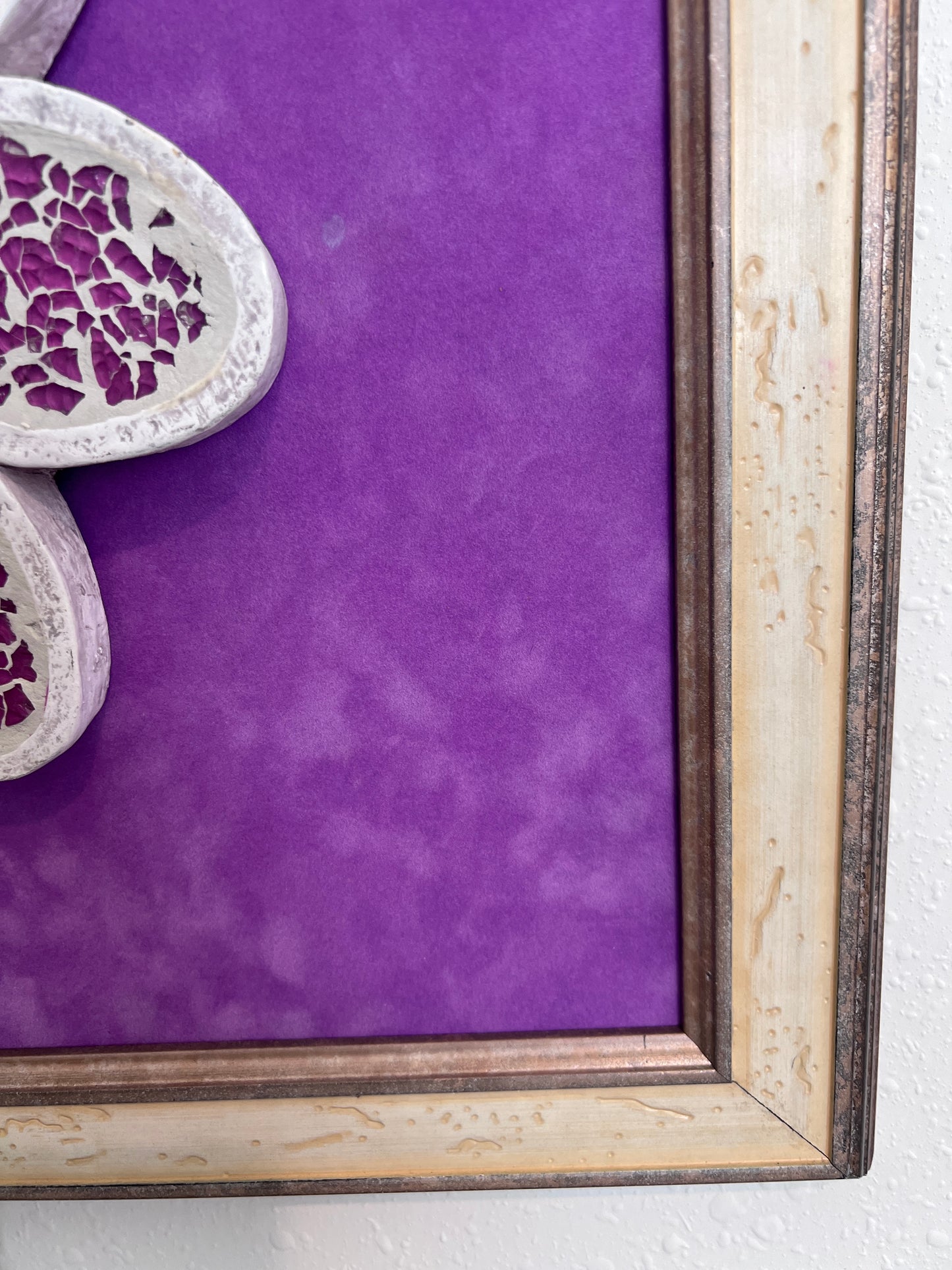 Whimsical Mosaic Flower Wall Art – “LAUGH” 3D Mixed Media on Board, Framed 19x19