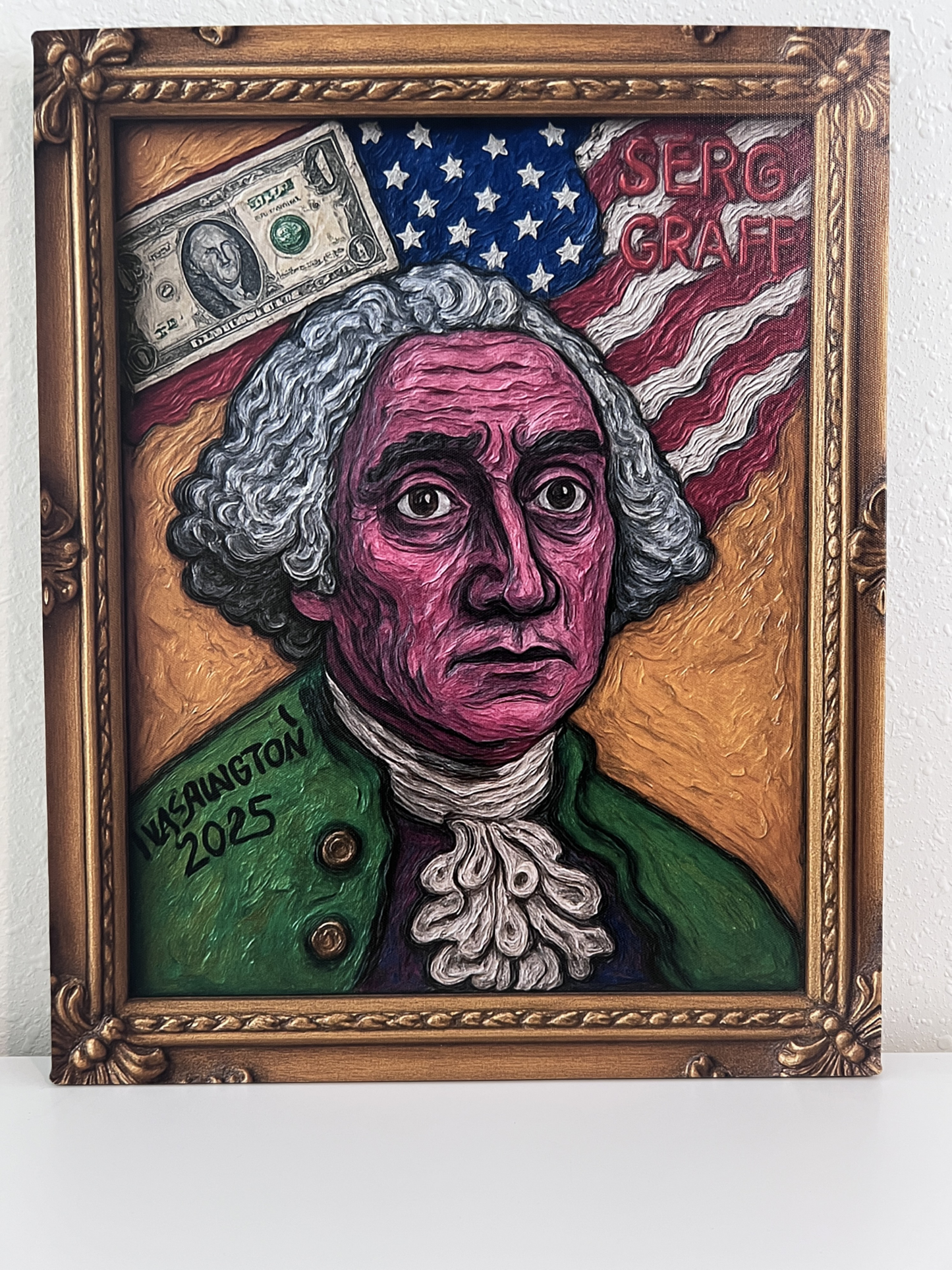 George Washington - Print on Canvas by Serg Graff, Surreal Pop Art Portrait