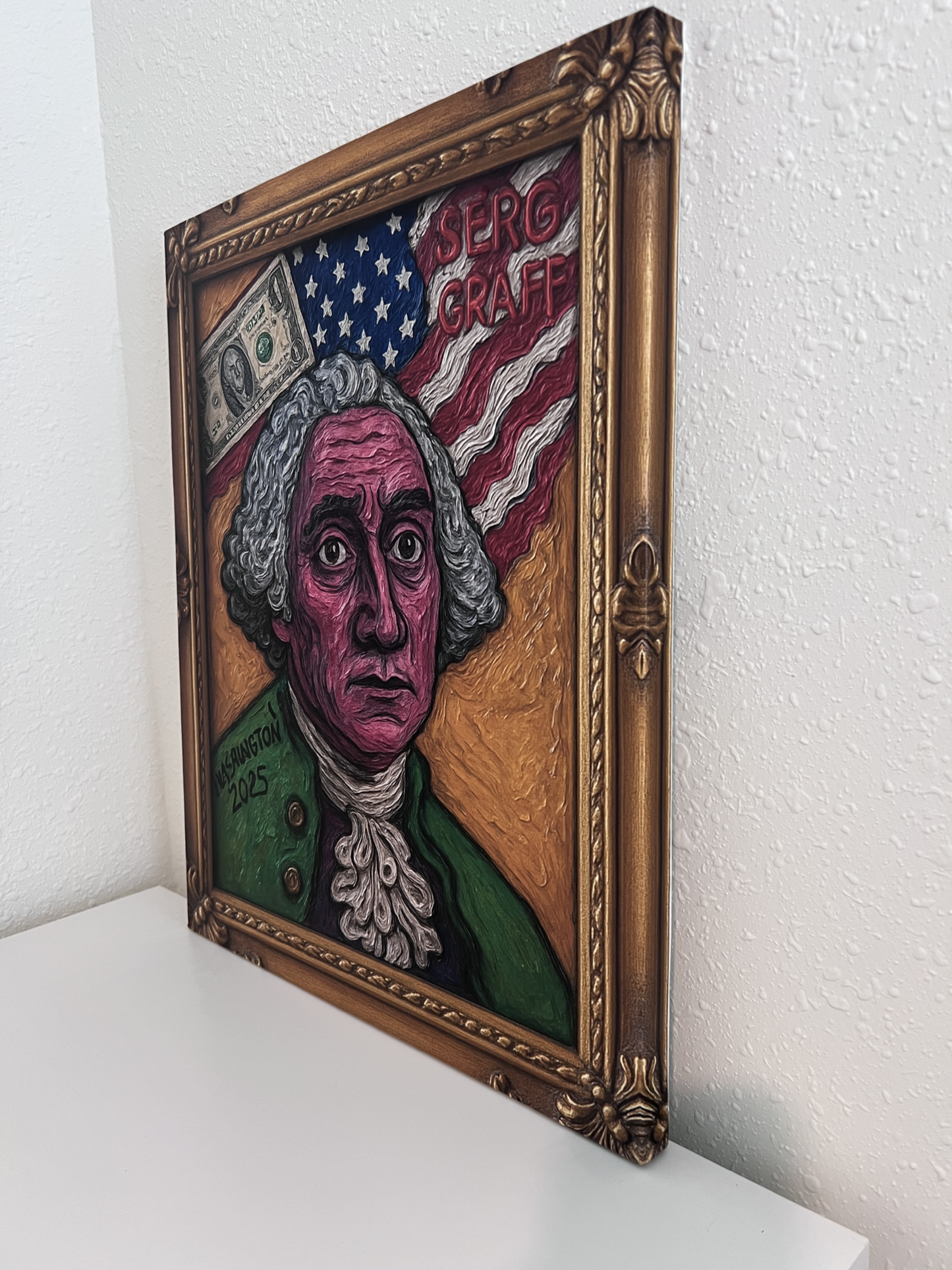 George Washington - Print on Canvas by Serg Graff, Surreal Pop Art Portrait