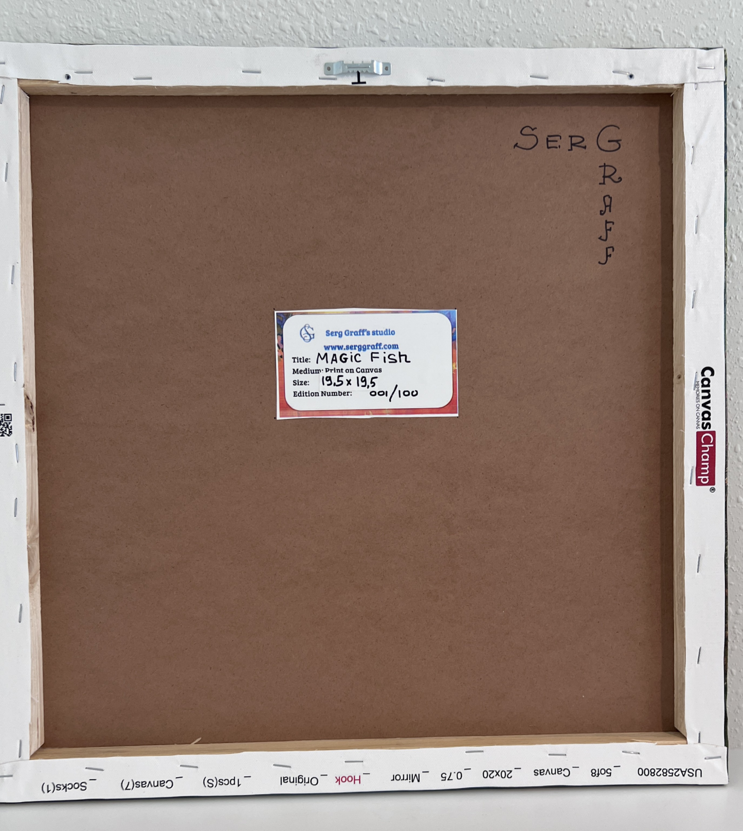 Print on Canvas “Magic Fish” by Serg Graff – 19.5" x 19.5", Limited Edition, COA