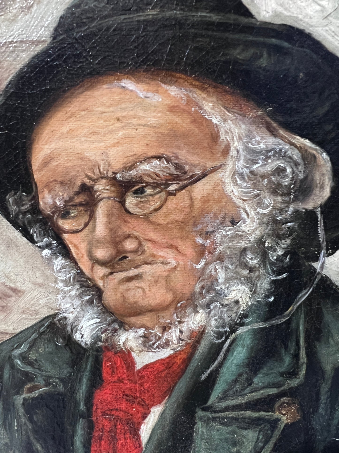 Vintage Oil Painting – Portrait of Fisherman with Nets, Framed Maritime Art