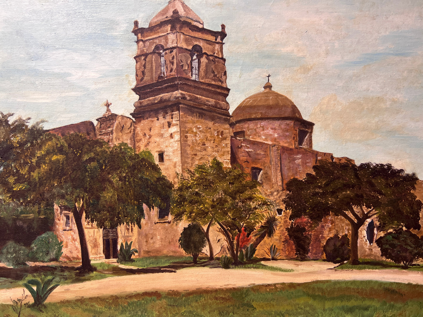 Lucile White Vintage Oil painting on canvas, European Castle view, framed