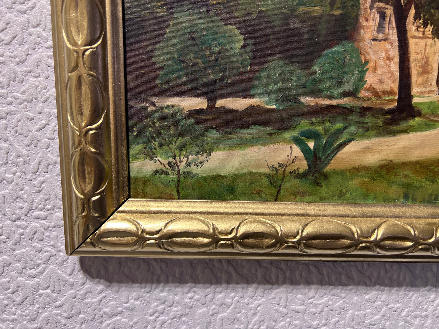 Lucile White Vintage Oil painting on canvas, European Castle view, framed