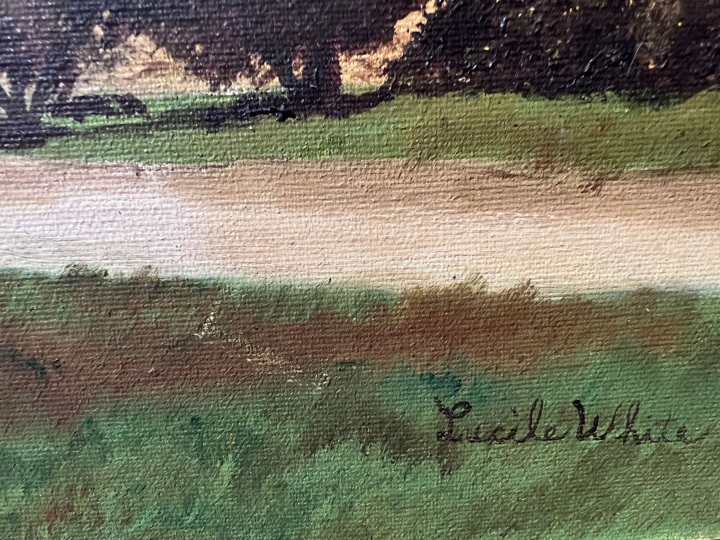 Lucile White Vintage Oil painting on canvas, European Castle view, framed