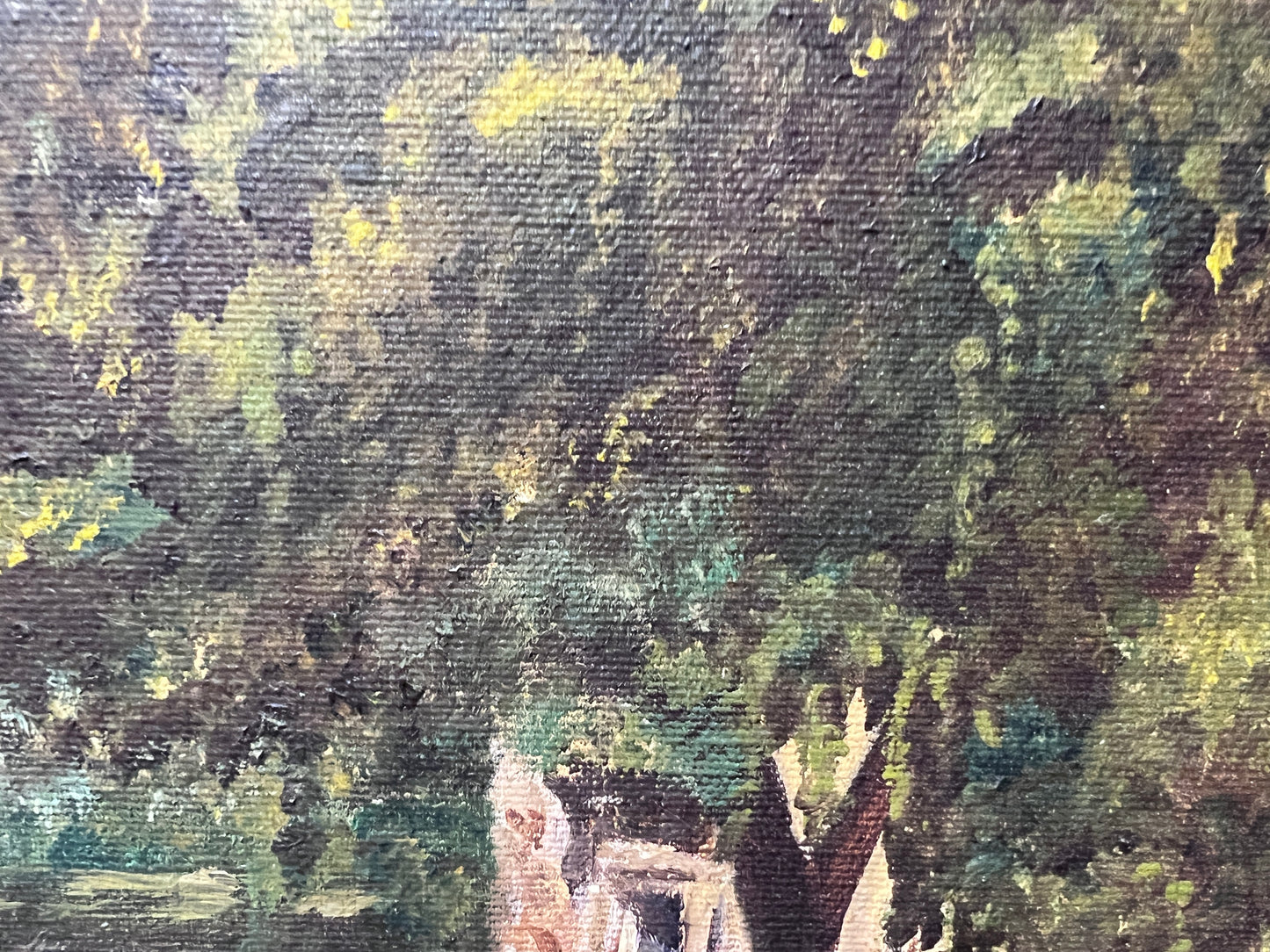 Lucile White Vintage Oil painting on canvas, European Castle view, framed