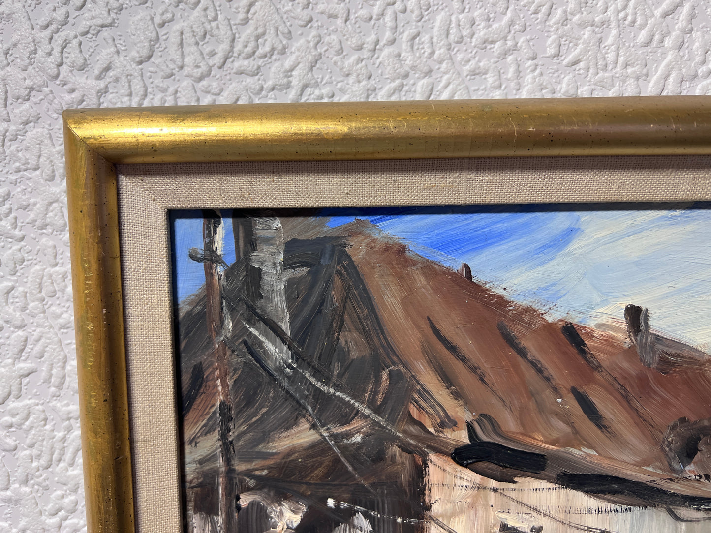 Original oil painting on board, European Cityscape, Unsigned, Framed