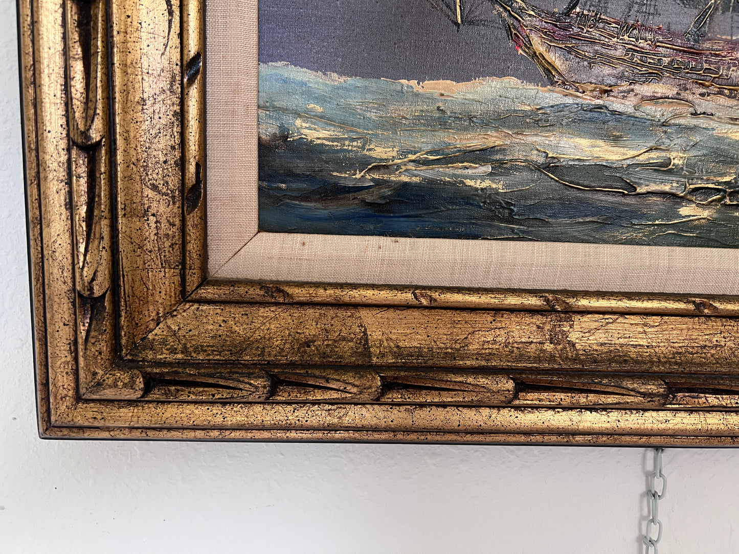 Vintage Seascape Oil Painting on Canvas Signed Zizza | Framed, Nautical Art