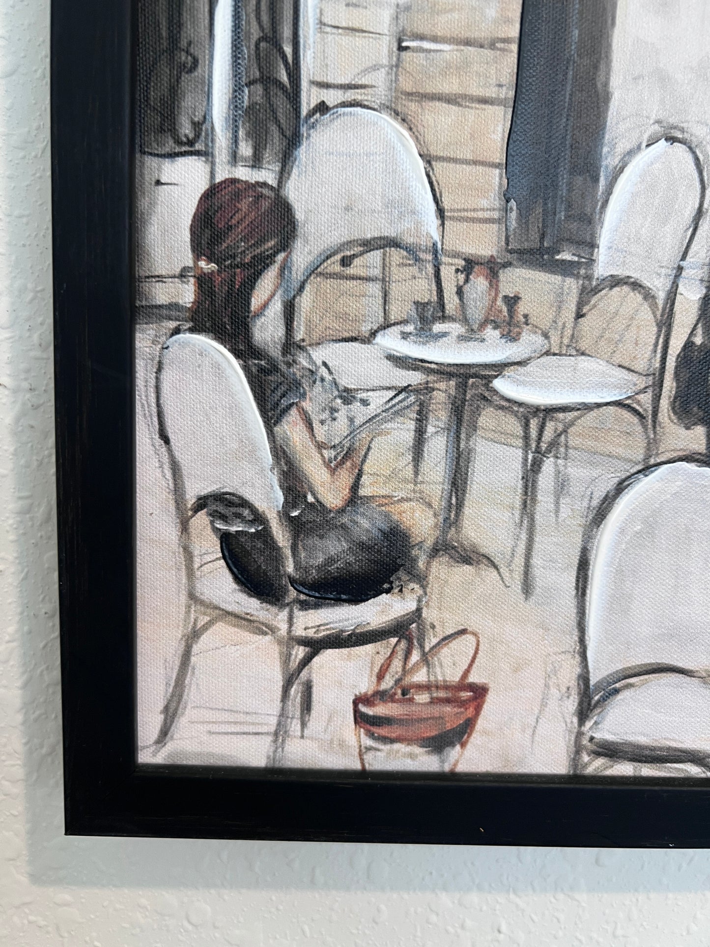 Cafe de Paris Framed Textured Canvas Print – French Bistro Scene – 20"x28"