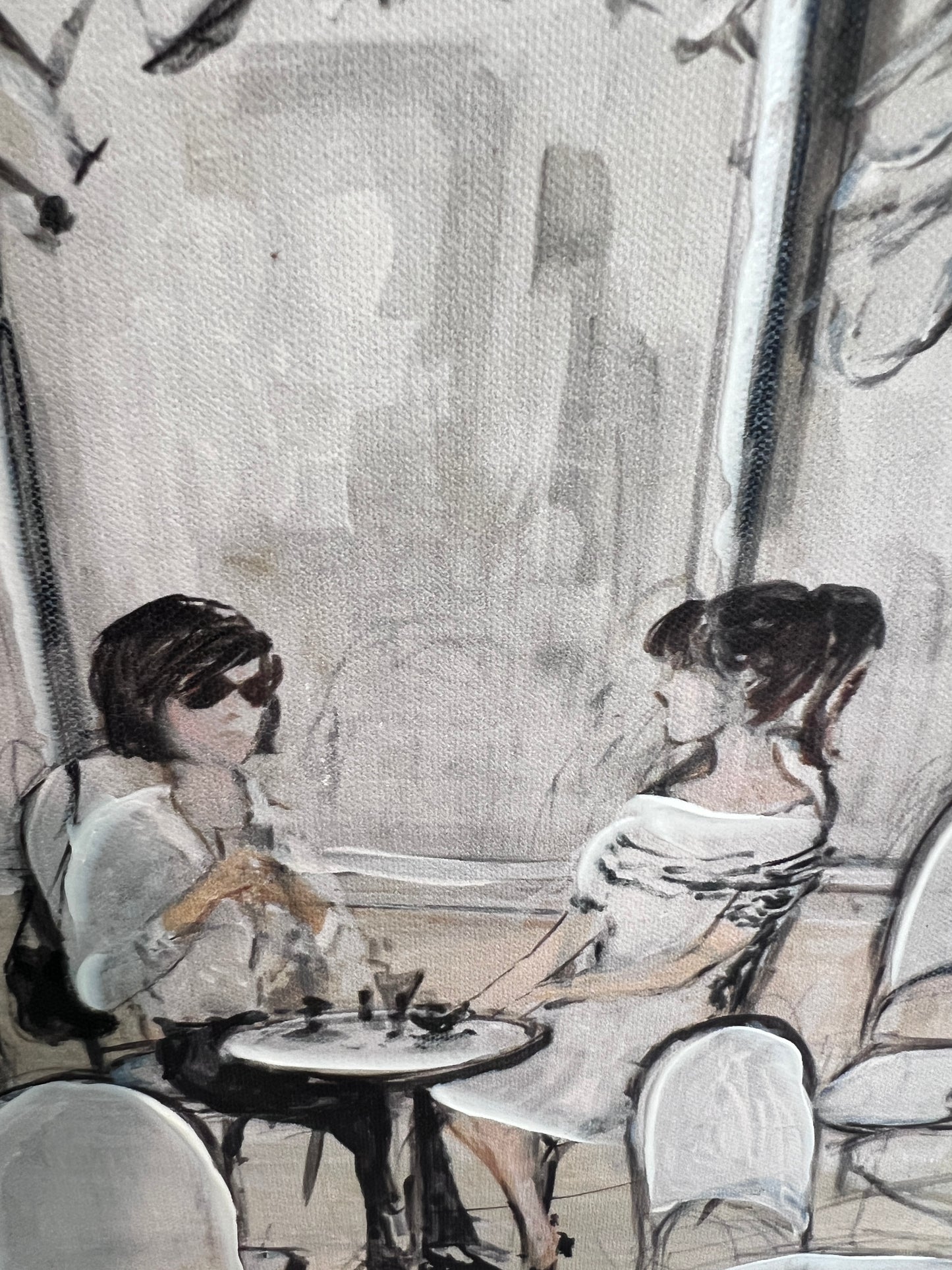 Cafe de Paris Framed Textured Canvas Print – French Bistro Scene – 20"x28"