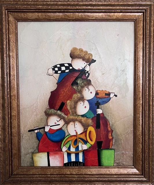 Joyce Roybal Original Painting on Canvas | Musicians | Signed & Framed Artwork