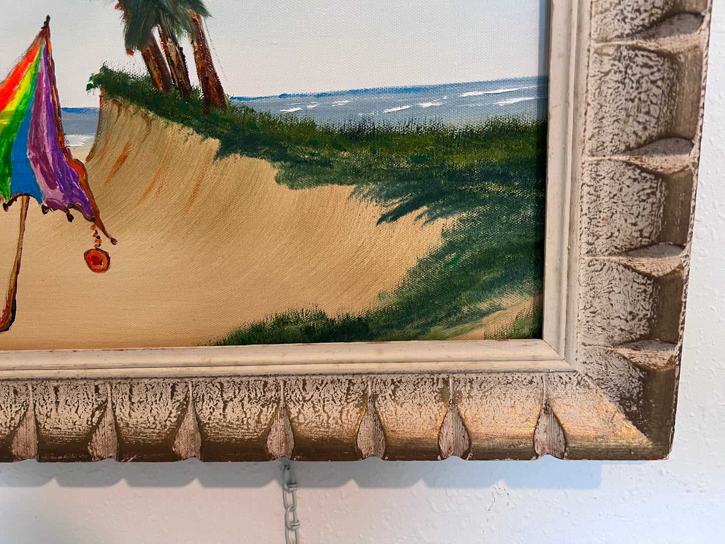 Magic Umbrella Beach Scene Painting by Serg Graff | Original Framed, COA