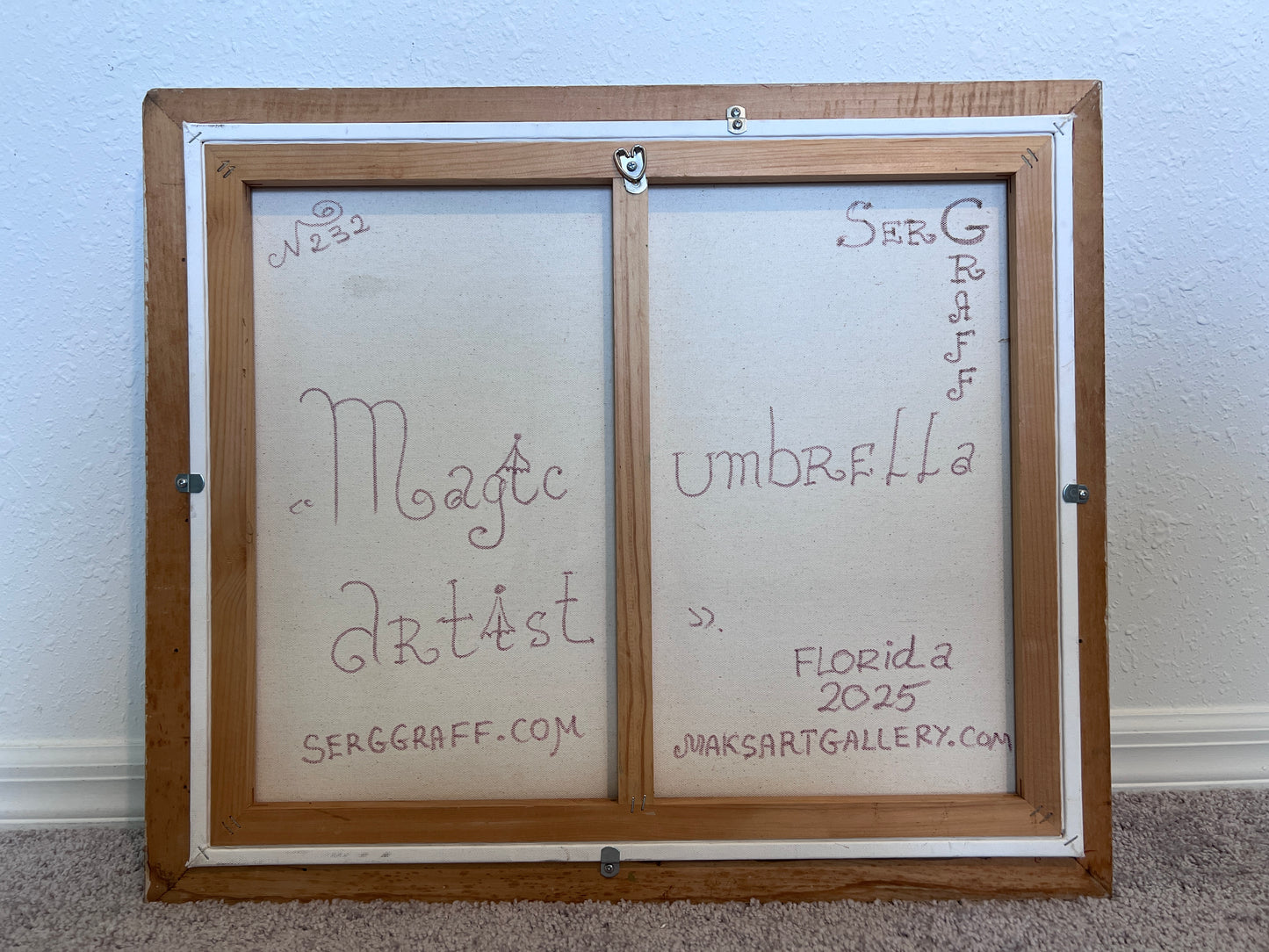 Magic Umbrella Beach Scene Painting by Serg Graff | Original Framed, COA