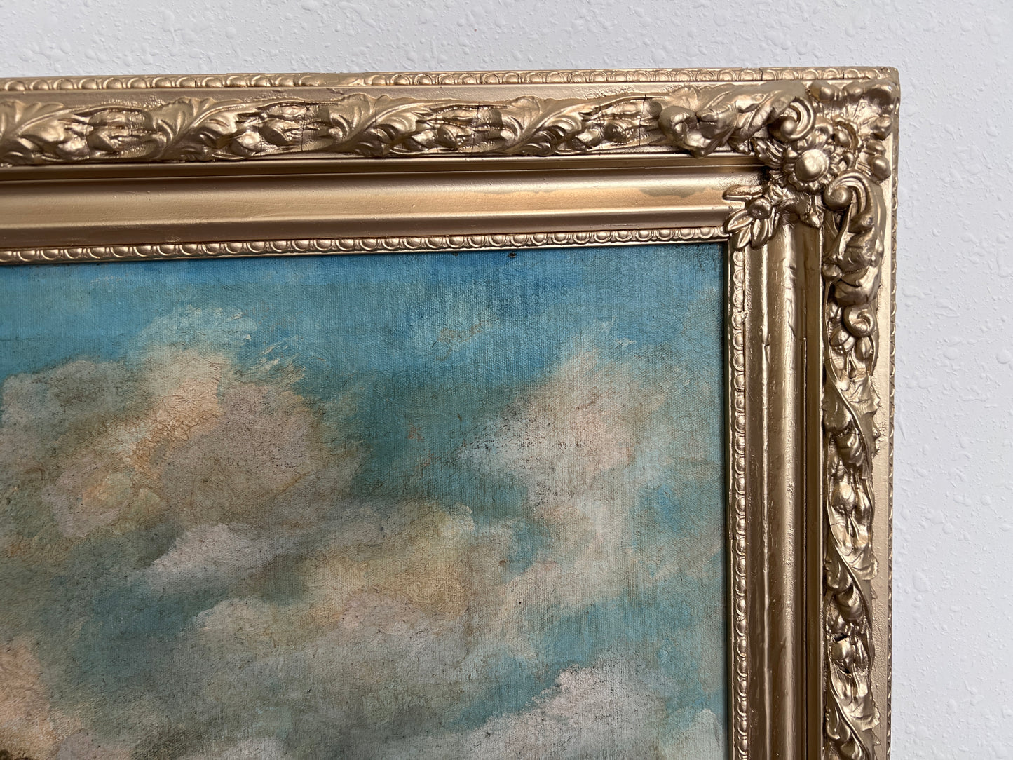 Antique Oil Painting Countryside Cottage Landscape Signed M.D. Chin – Framed