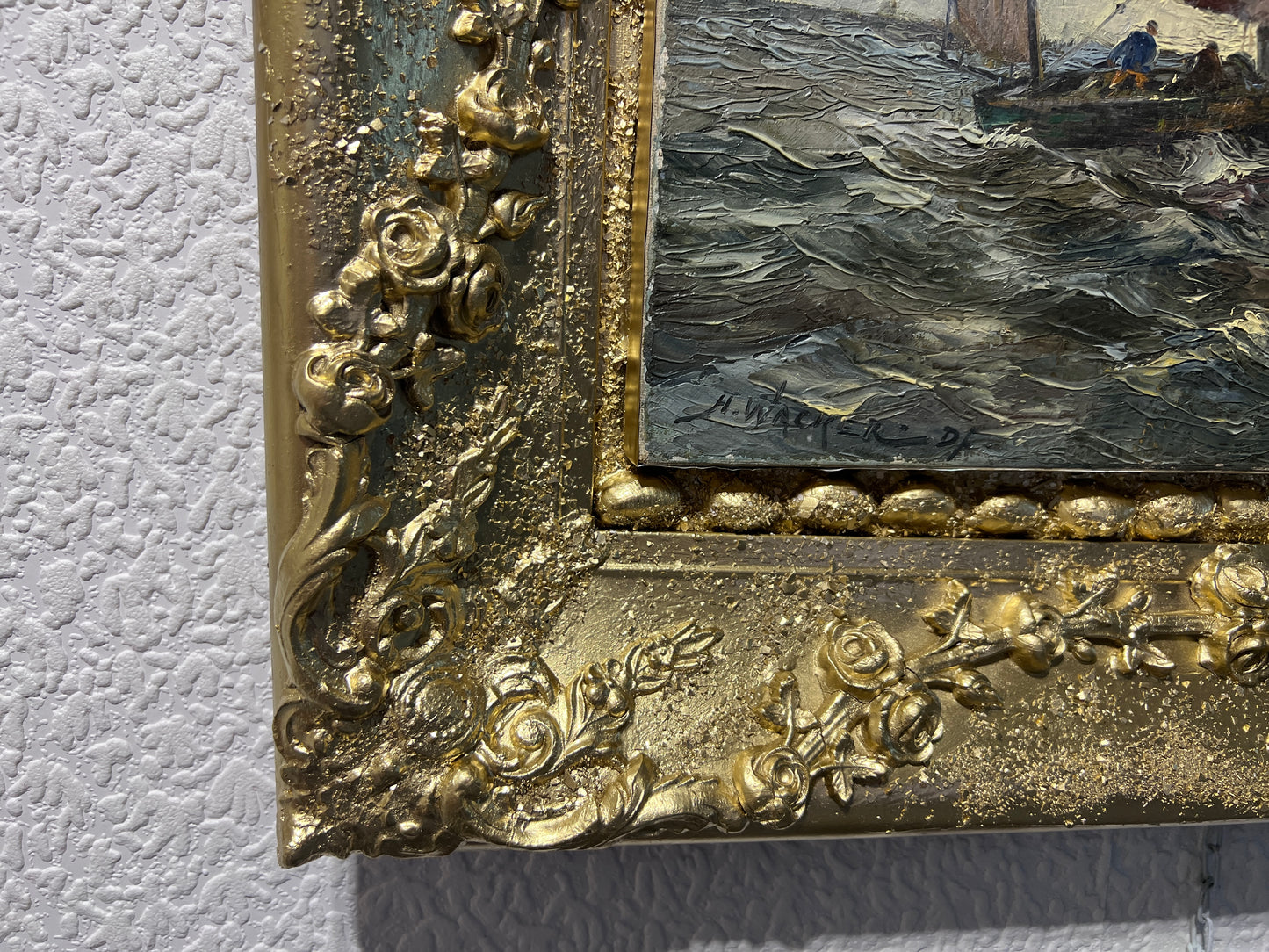 HANS WACKER-ELSEN Germany (1868-1958) Antique oil on canvas Seascape, Gold Frame
