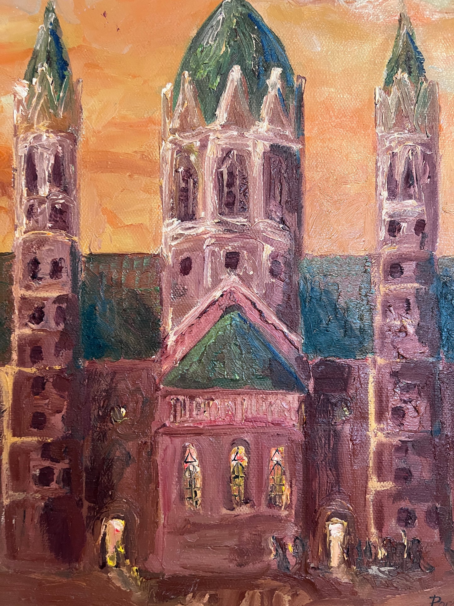 Original Oil Painting on canvas – “Mainz Cathedral” by Rogov V.A., 2006, Framed