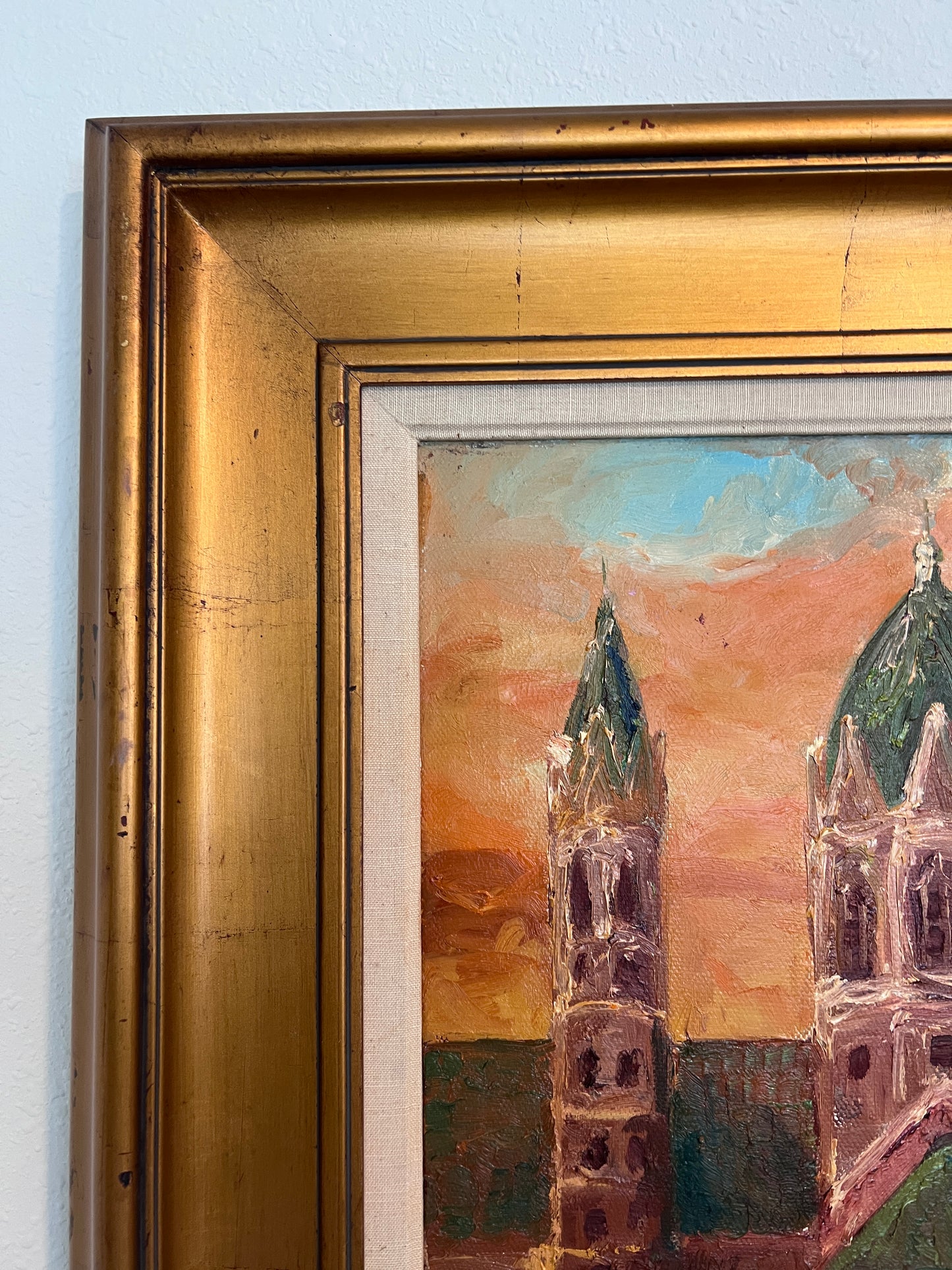 Original Oil Painting on canvas – “Mainz Cathedral” by Rogov V.A., 2006, Framed