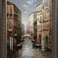 Large Original Oil painting on canvas, Italy, Venice, Canal view, Framed