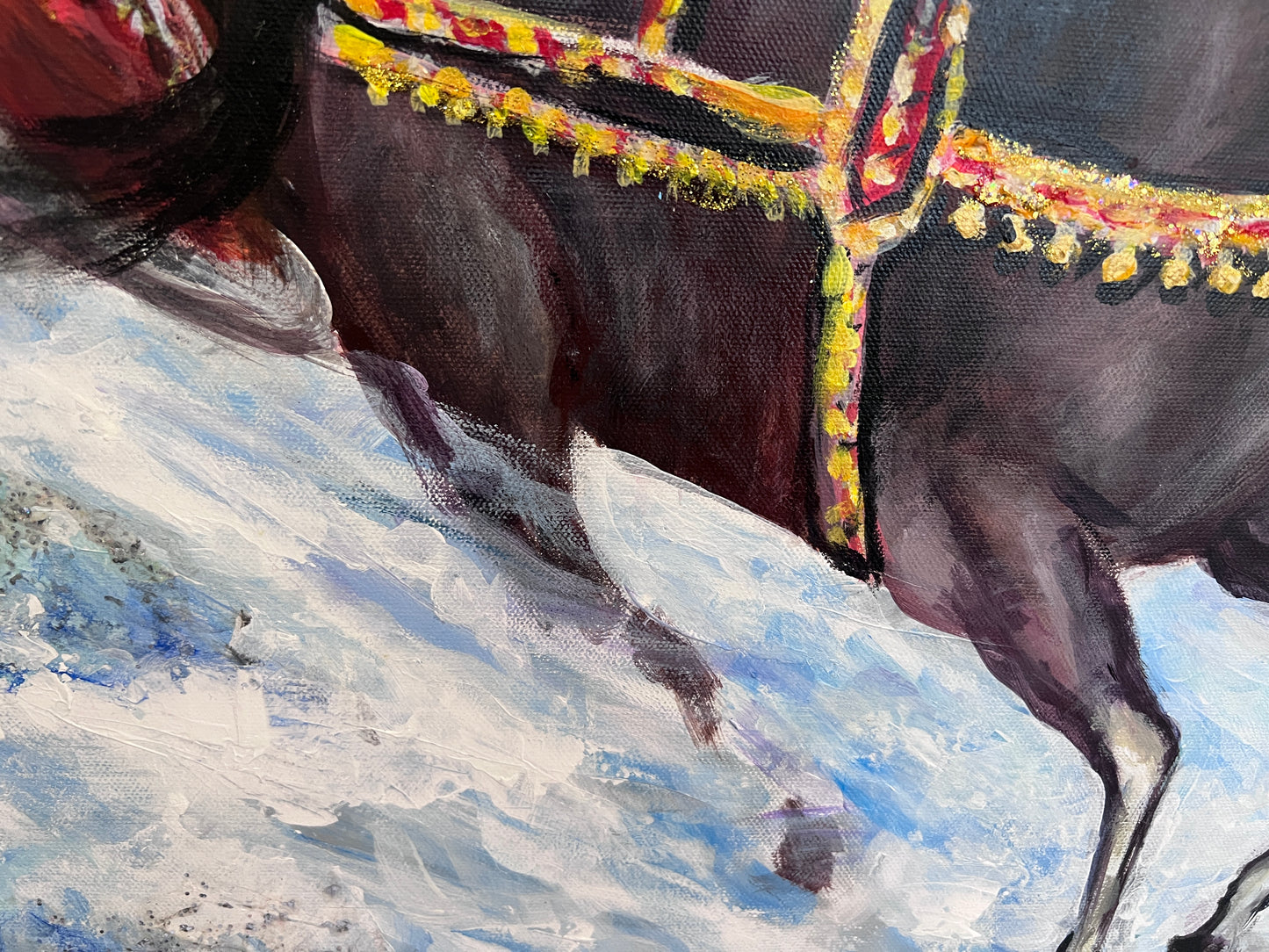 Winter Troika Ride – Original Oil Painting by Max Shekhter (b. 1938) Gold Frame