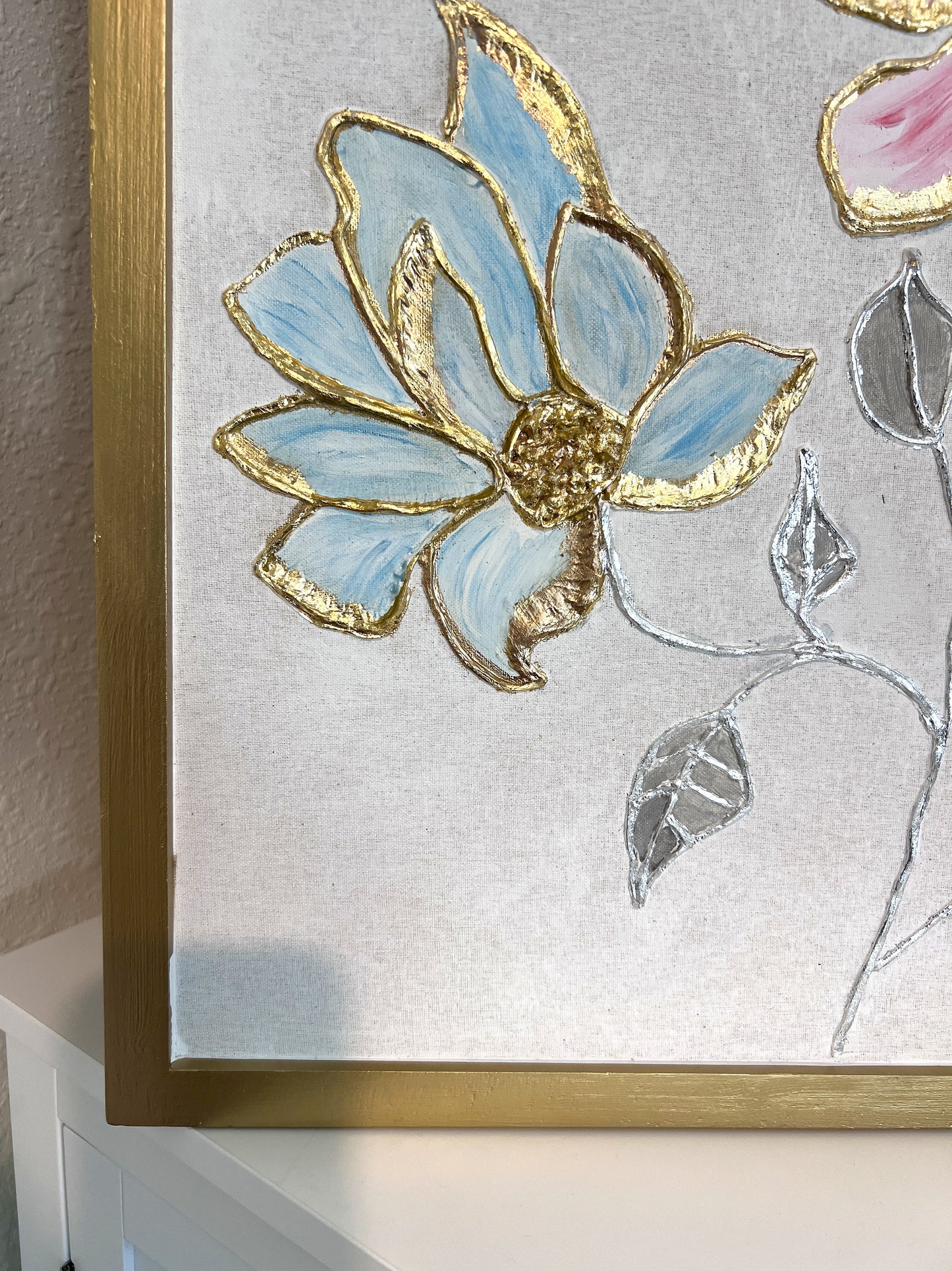 "Whispers in Bloom" – Mixed Media Textured Painting by Alena Kalen, Framed, COA