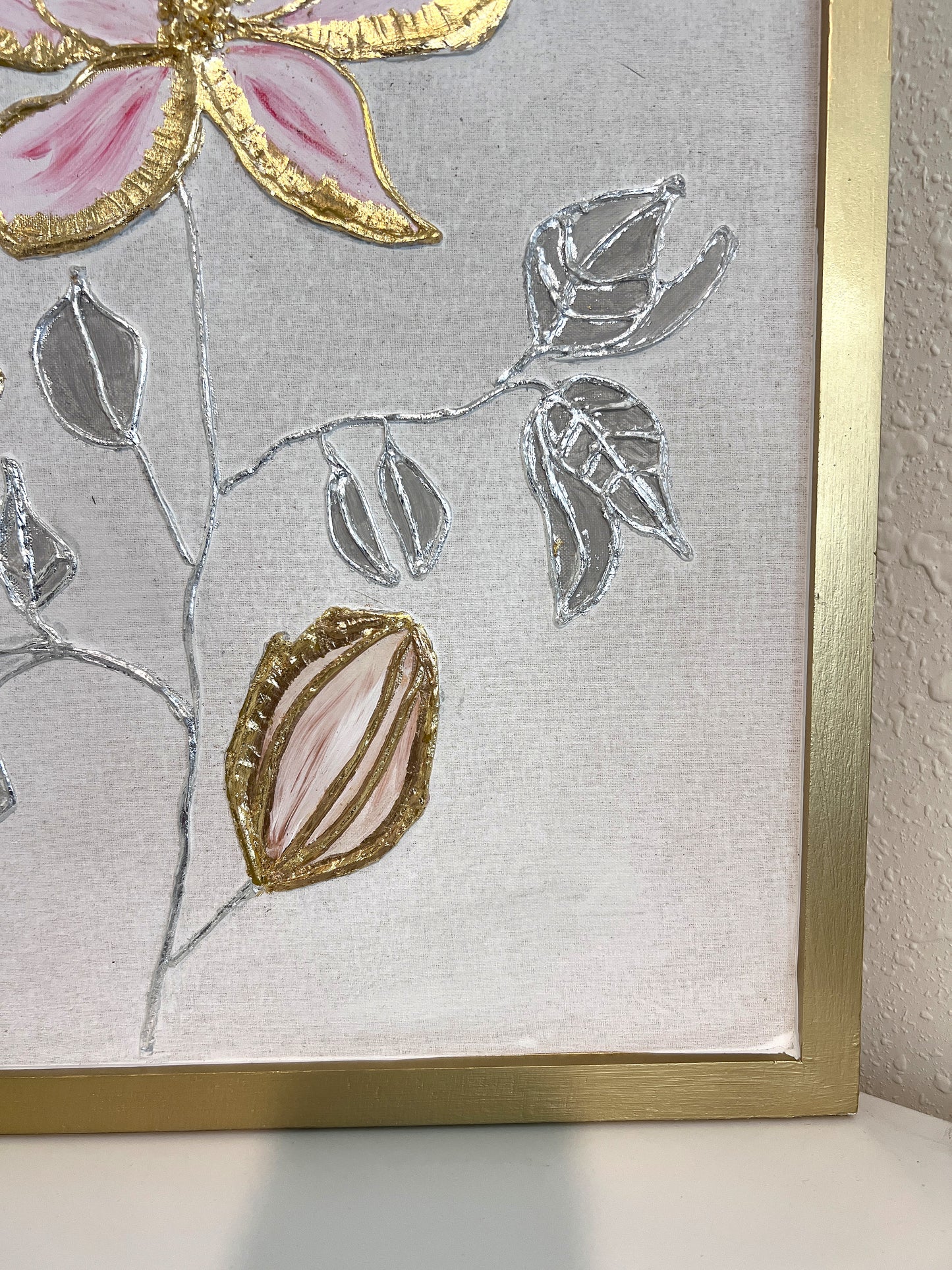 "Whispers in Bloom" – Mixed Media Textured Painting by Alena Kalen, Framed, COA
