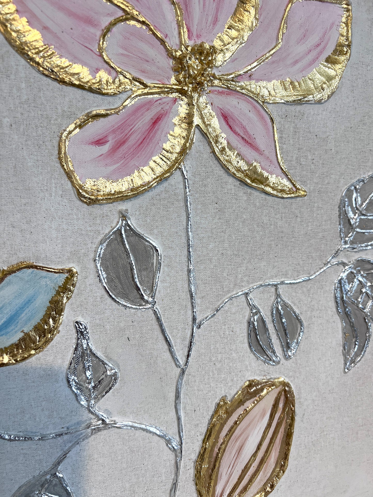 "Whispers in Bloom" – Mixed Media Textured Painting by Alena Kalen, Framed, COA