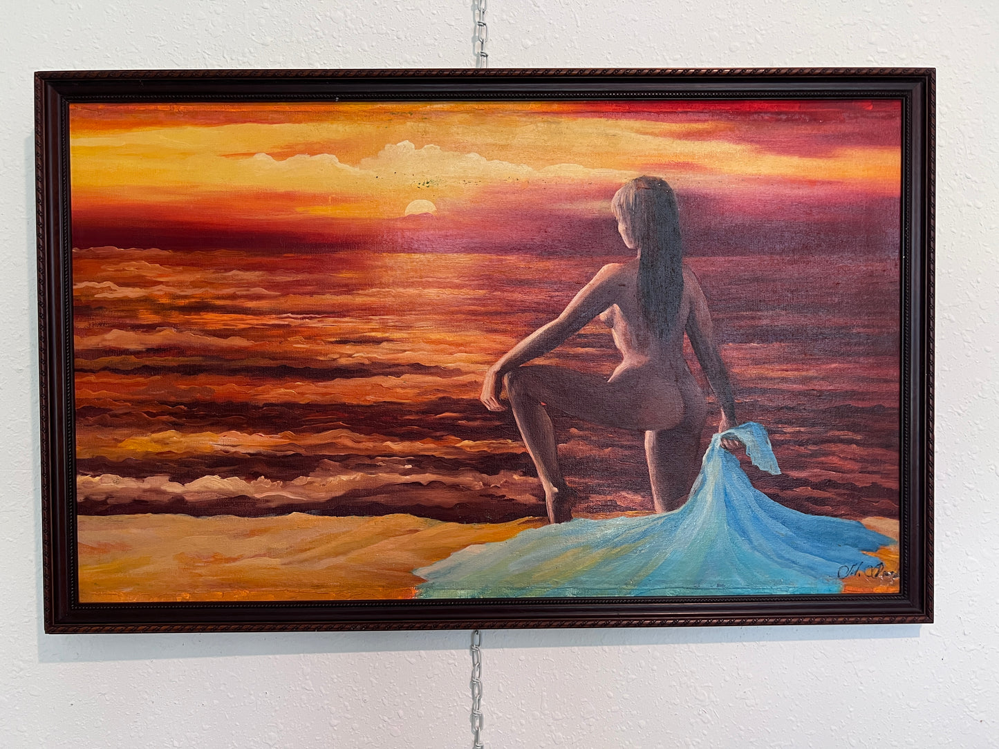 Sunset Contemplation – Original Oil Painting by Unknown Russian Artist, Portrait