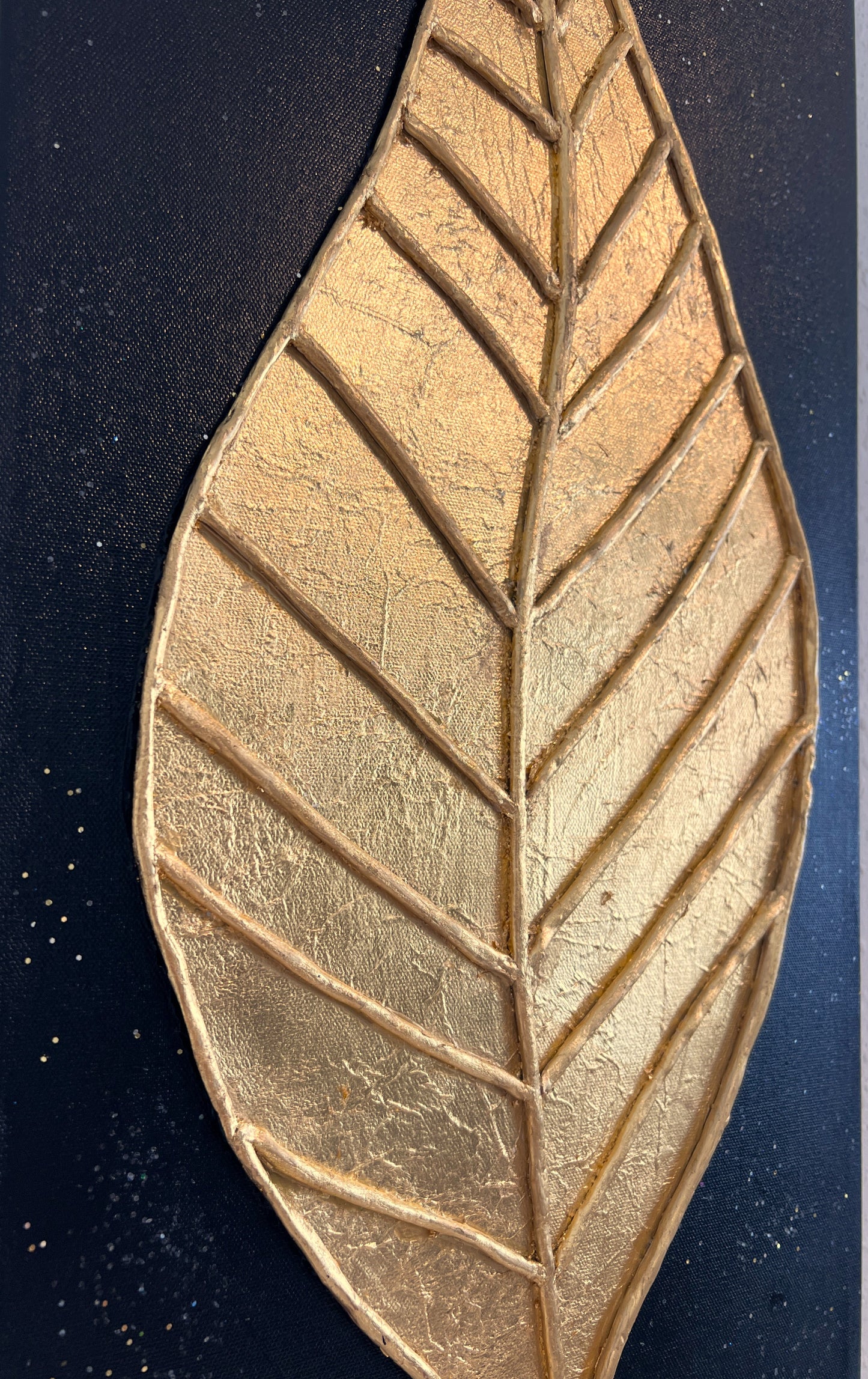 Original Gold Leaf Art on Canvas –“Timeless Leaf” by Alena Kalen 2025, COA
