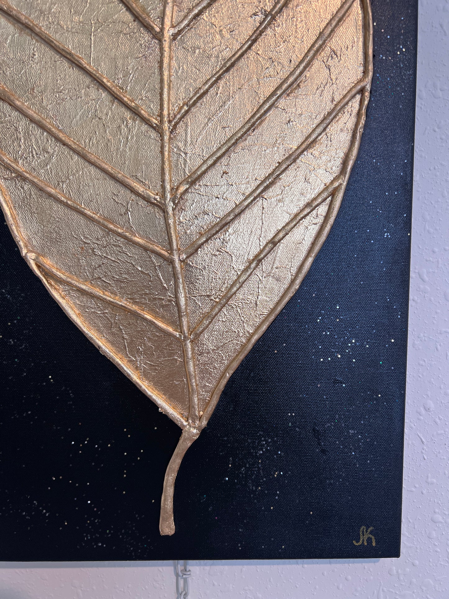 Original Gold Leaf Art on Canvas –“Timeless Leaf” by Alena Kalen 2025, COA