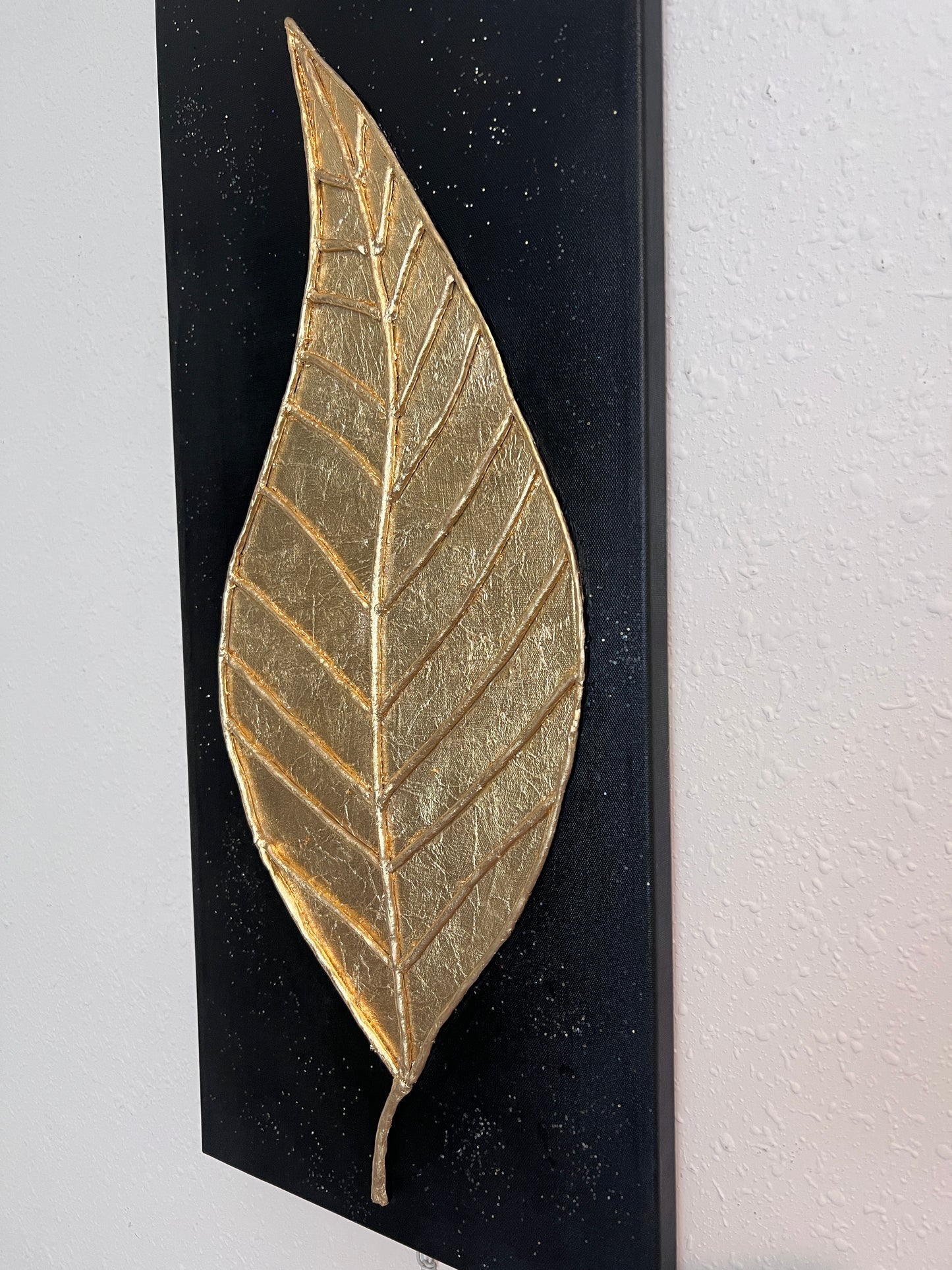 Original Gold Leaf Art on Canvas –“Timeless Leaf” by Alena Kalen 2025, COA