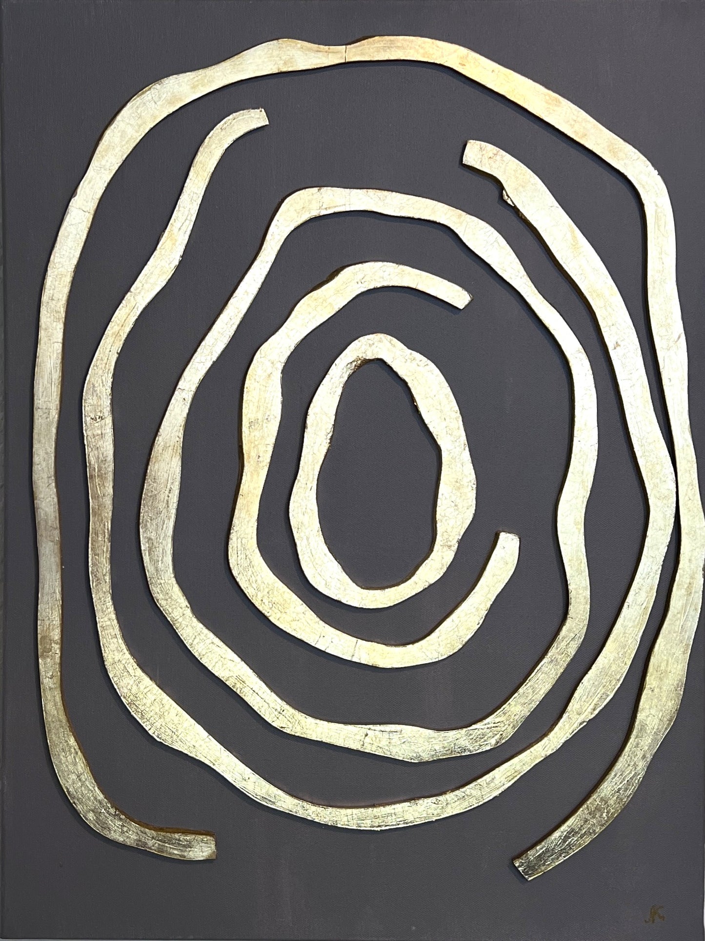 Original 3D Abstract Art by Alena Kalen "Golden Labyrinth" Gold Leaf, COA