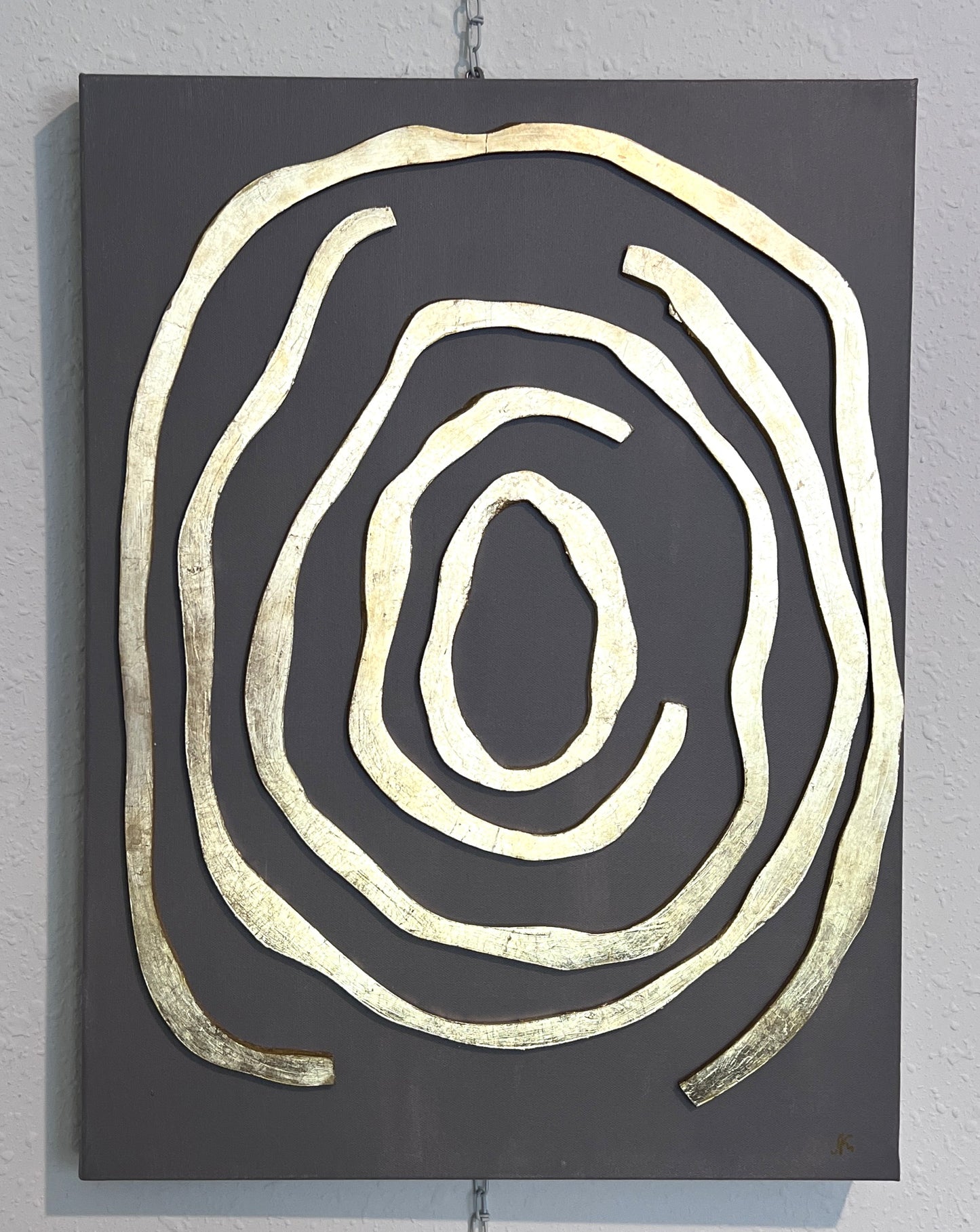 Original 3D Abstract Art by Alena Kalen "Golden Labyrinth" Gold Leaf, COA