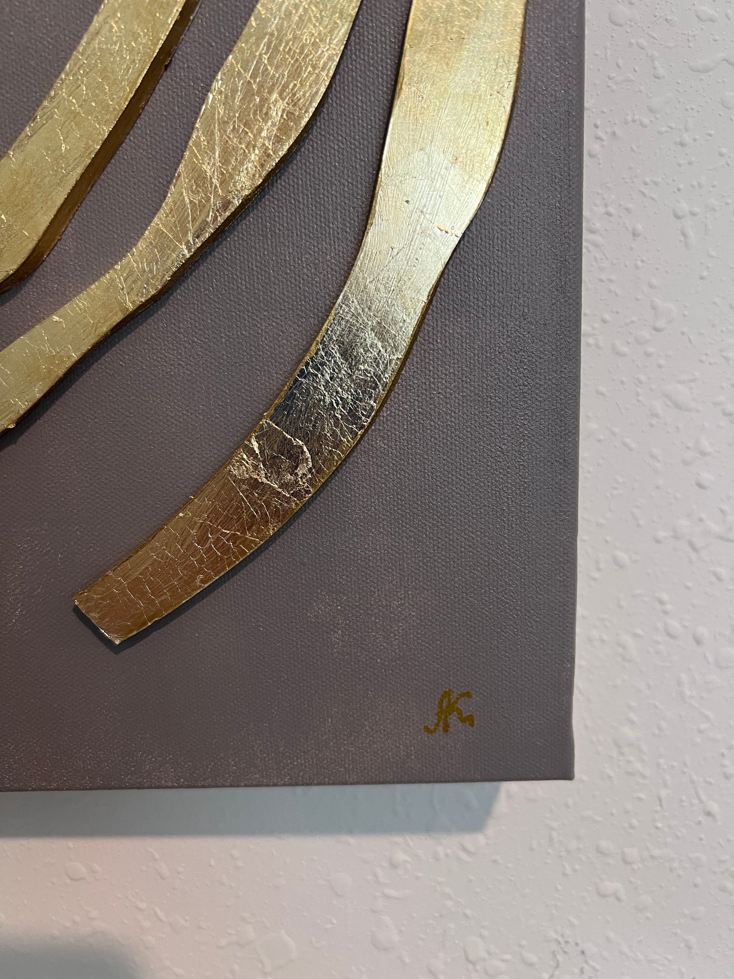 Original 3D Abstract Art by Alena Kalen "Golden Labyrinth" Gold Leaf, COA