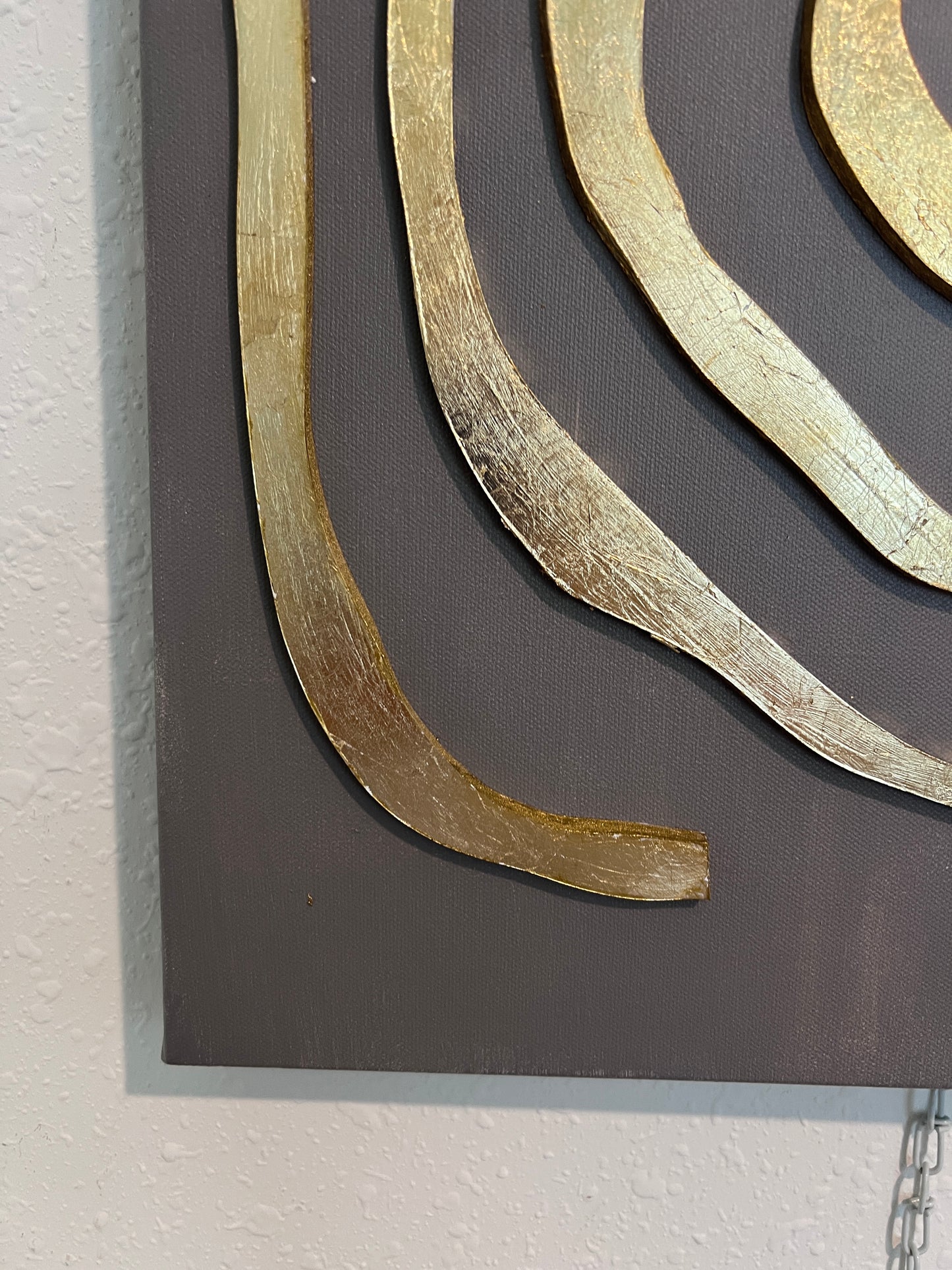 Original 3D Abstract Art by Alena Kalen "Golden Labyrinth" Gold Leaf, COA
