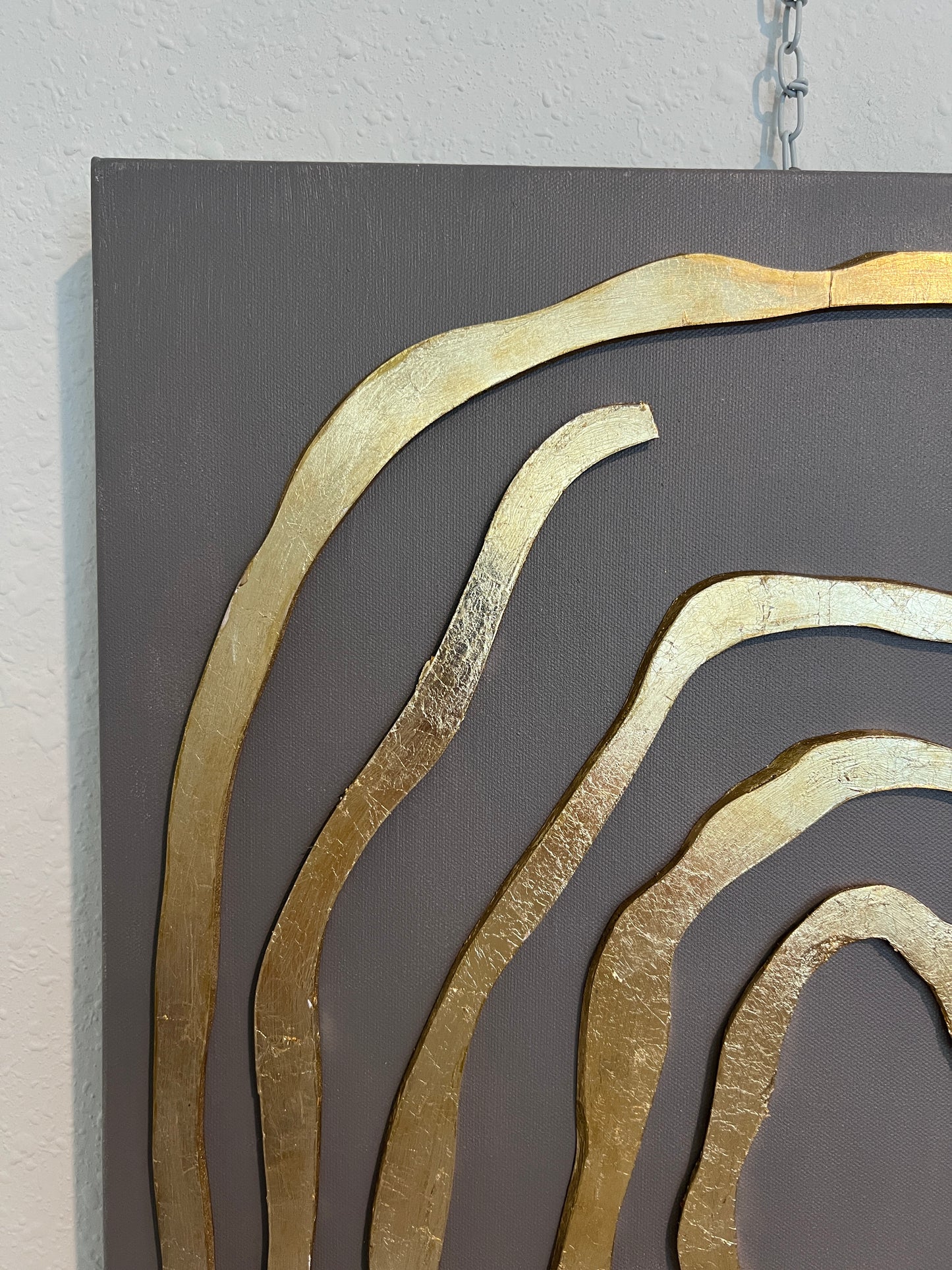 Original 3D Abstract Art by Alena Kalen "Golden Labyrinth" Gold Leaf, COA
