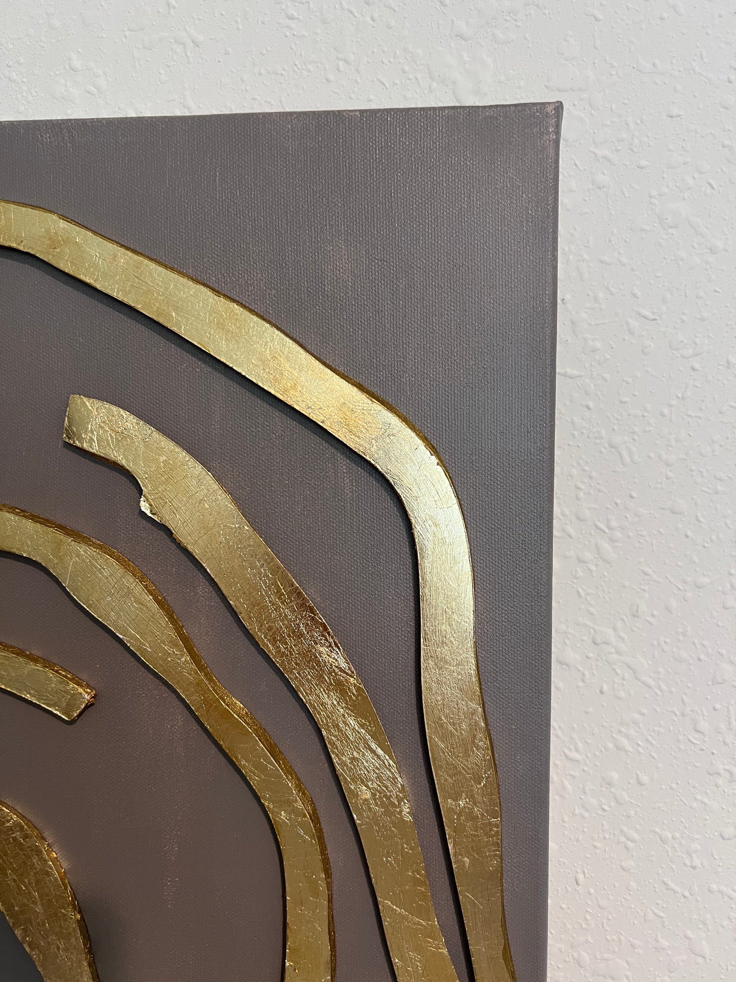 Original 3D Abstract Art by Alena Kalen "Golden Labyrinth" Gold Leaf, COA