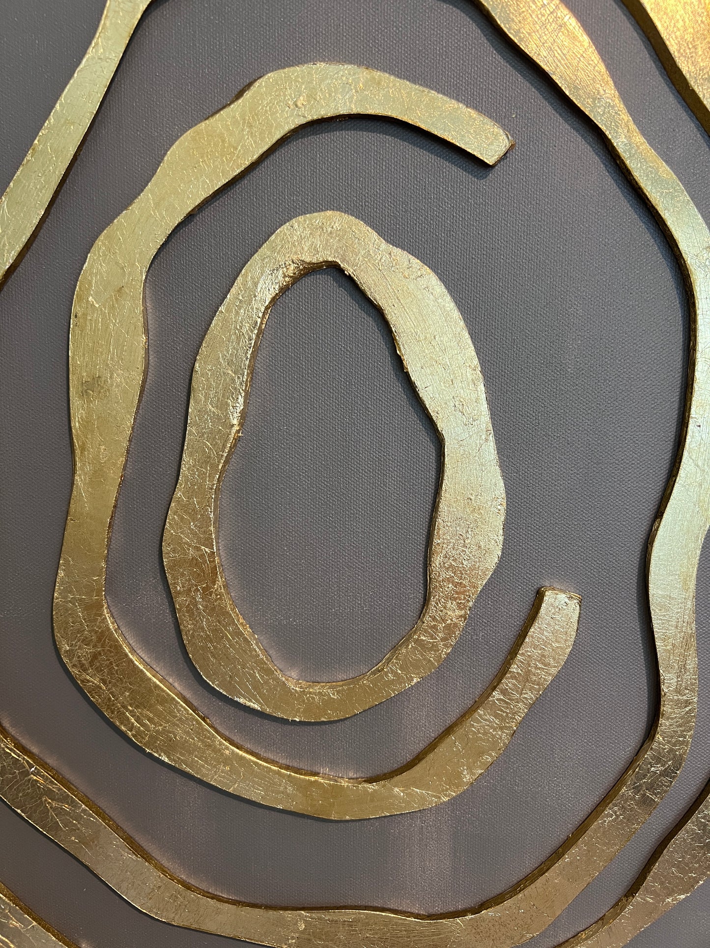 Original 3D Abstract Art by Alena Kalen "Golden Labyrinth" Gold Leaf, COA