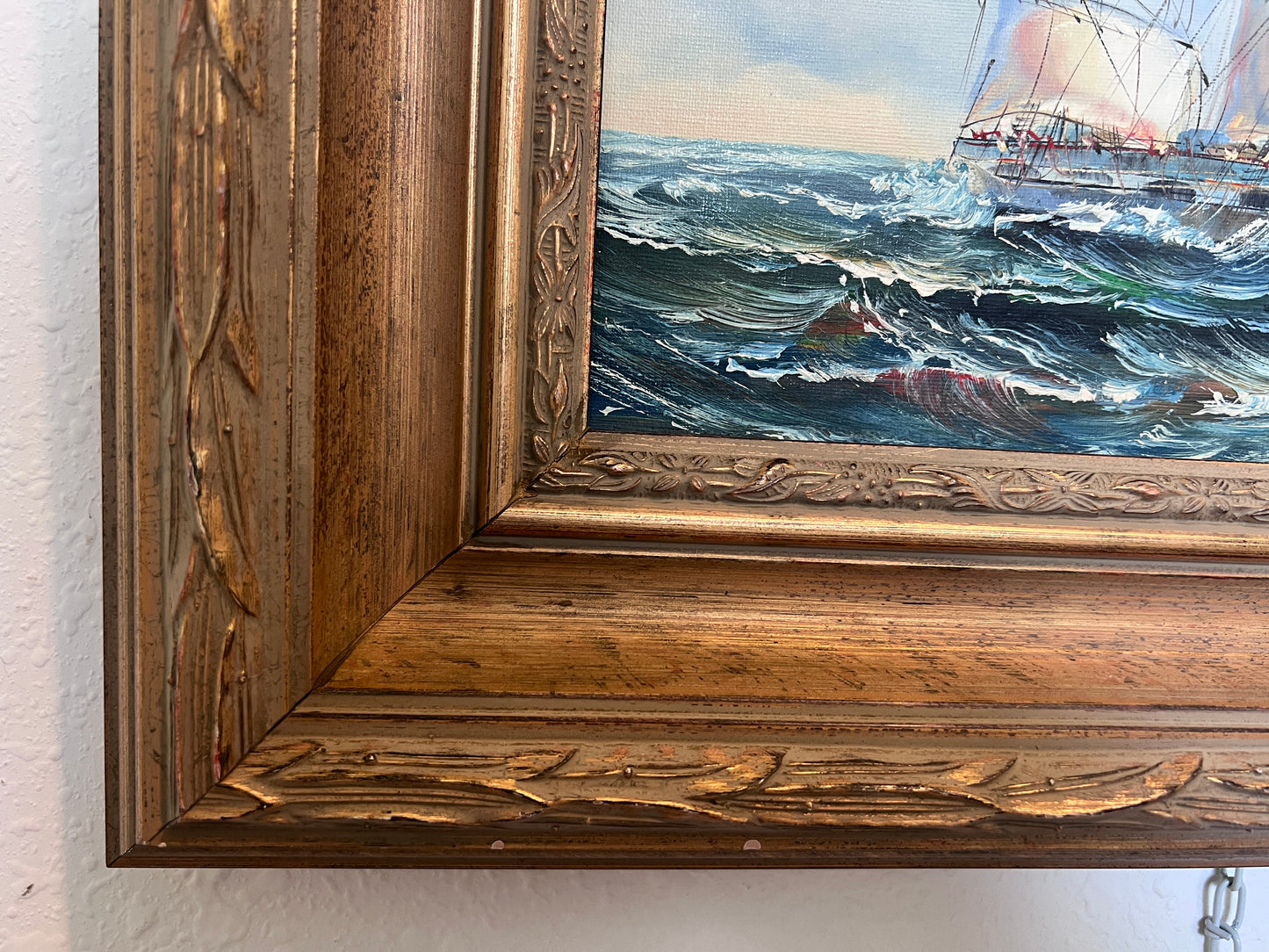 Framed Nautical Seascape Oil Painting Signed K. Dossi Maritime Ship Artwork