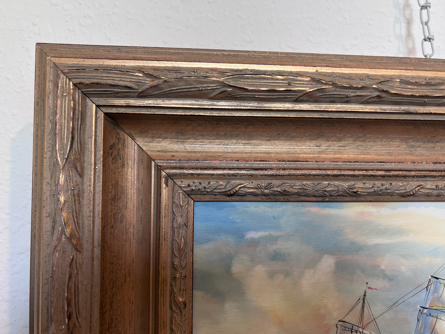 Framed Nautical Seascape Oil Painting Signed K. Dossi Maritime Ship Artwork
